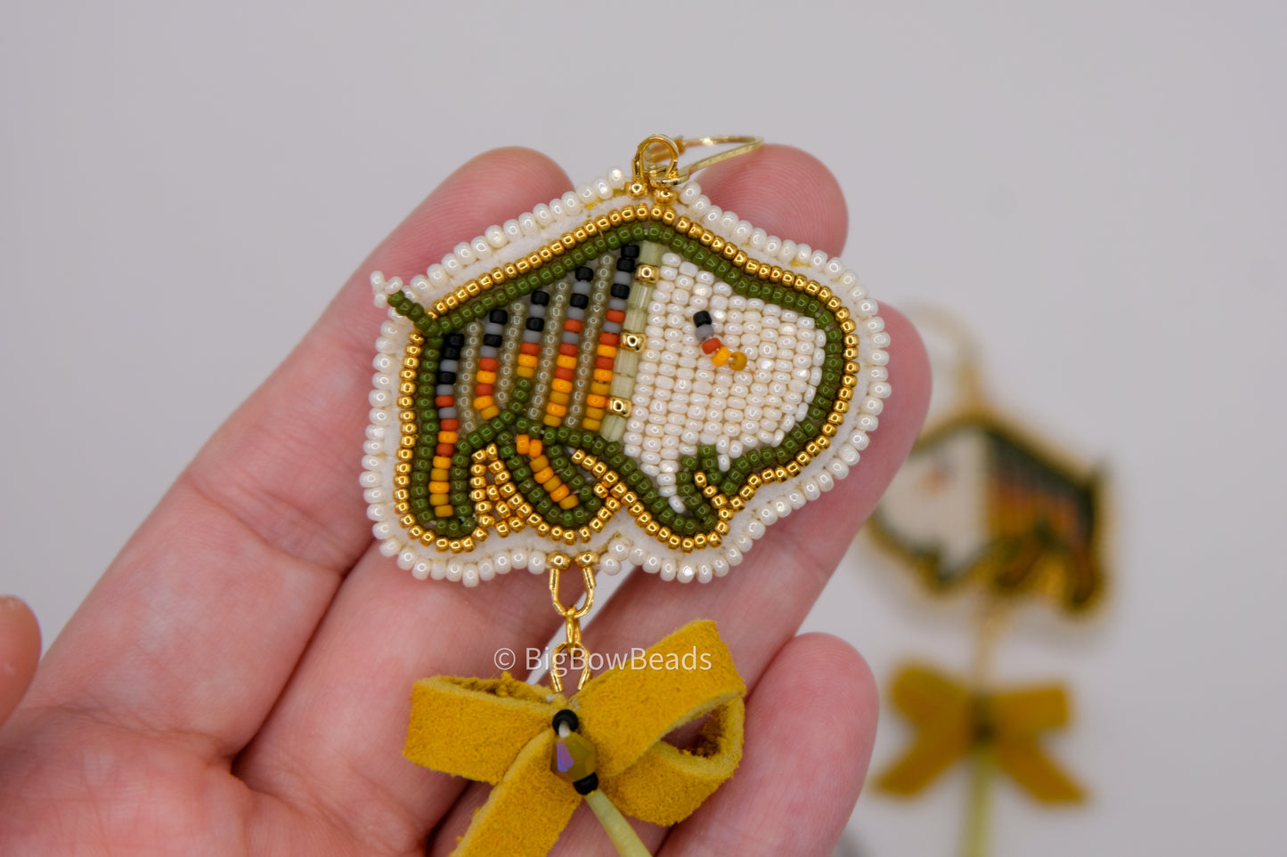 Crunchy Fall Leaves Buffalo and Bow Earrings