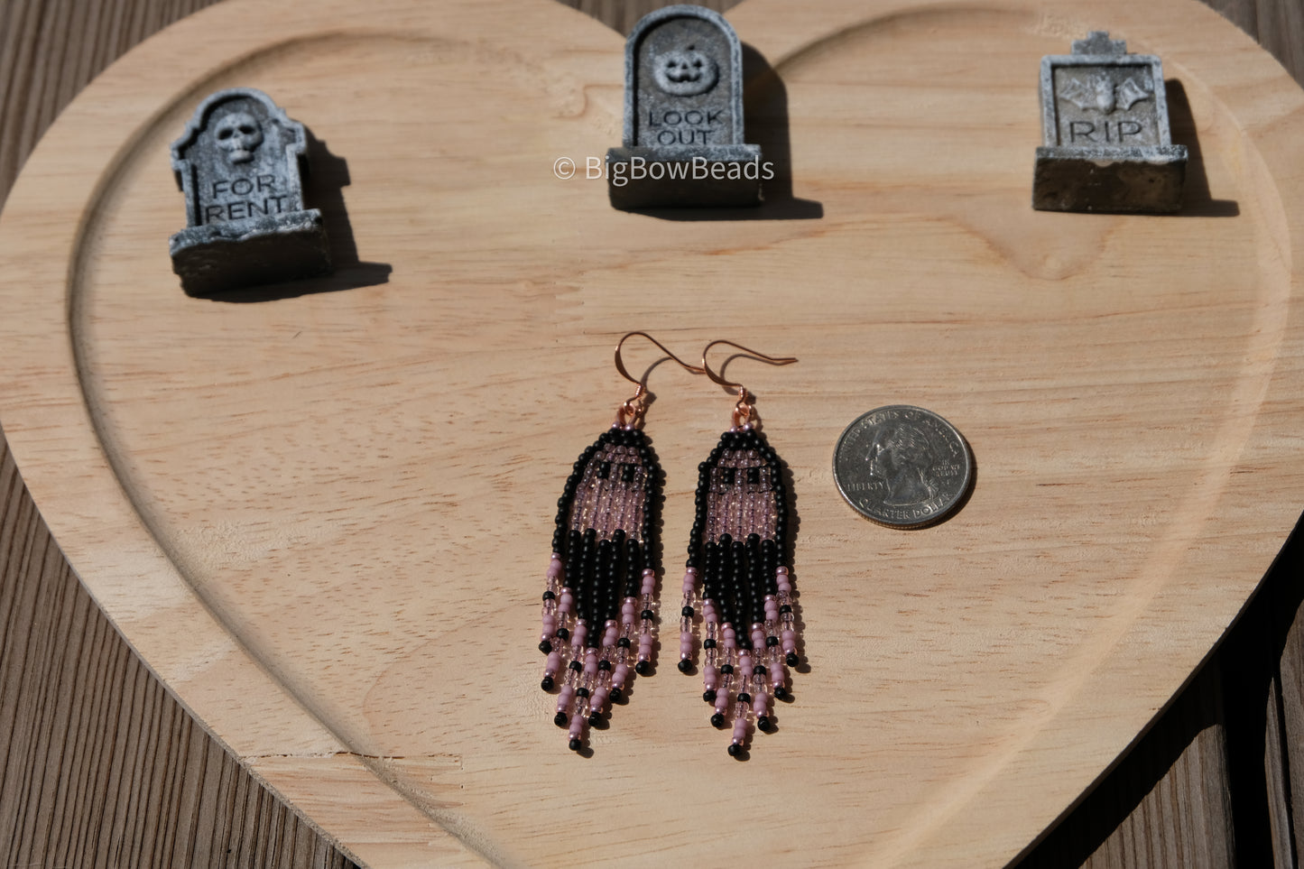 Pink power puff ghost earrings