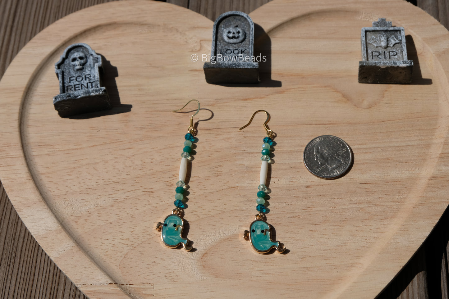 Ghost bone and shell earrings