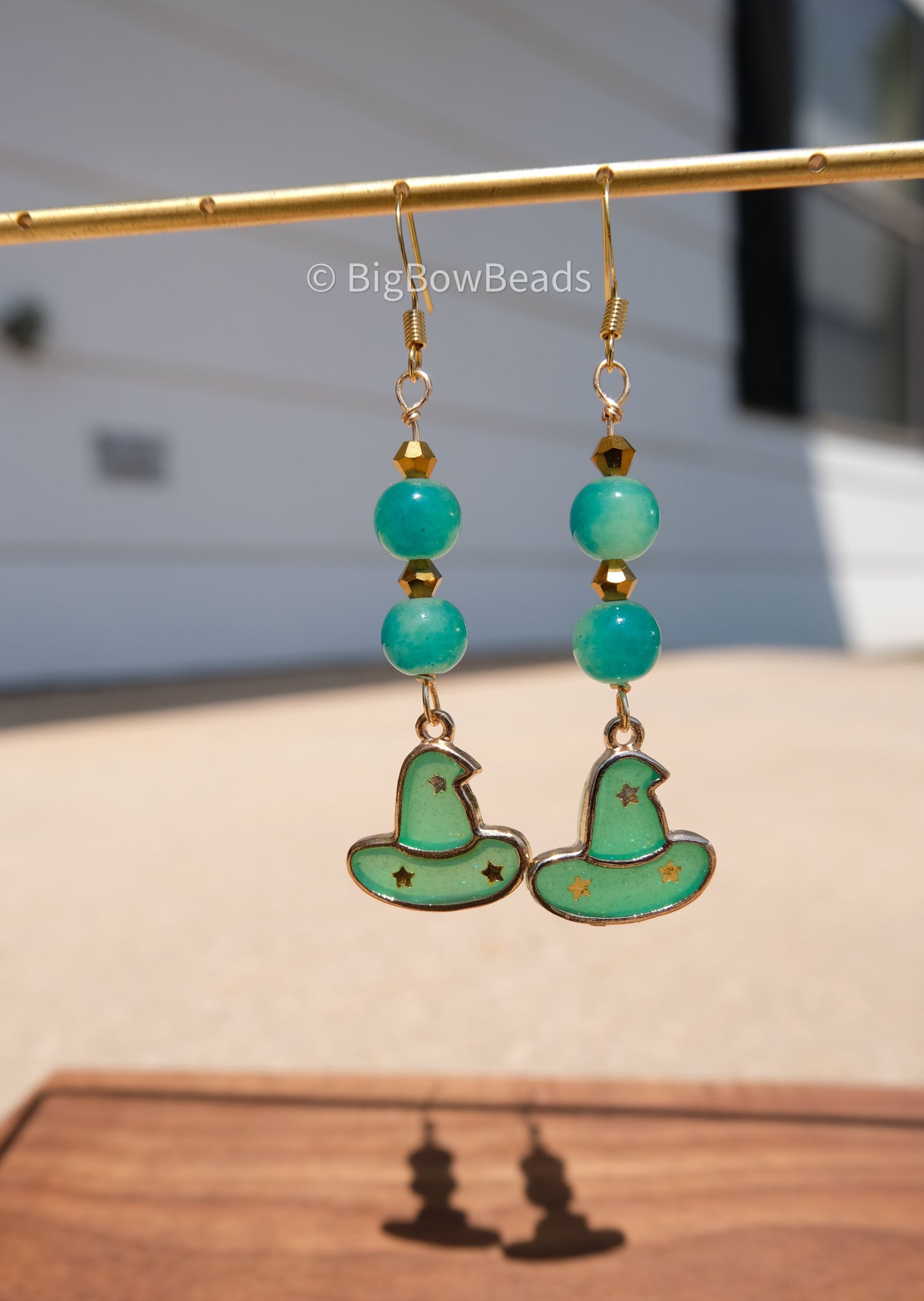 Witchy Green Hat Earrings
