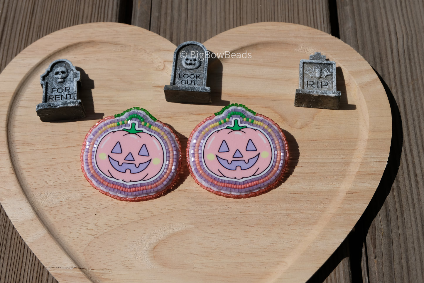 Peach pumpkin earrings