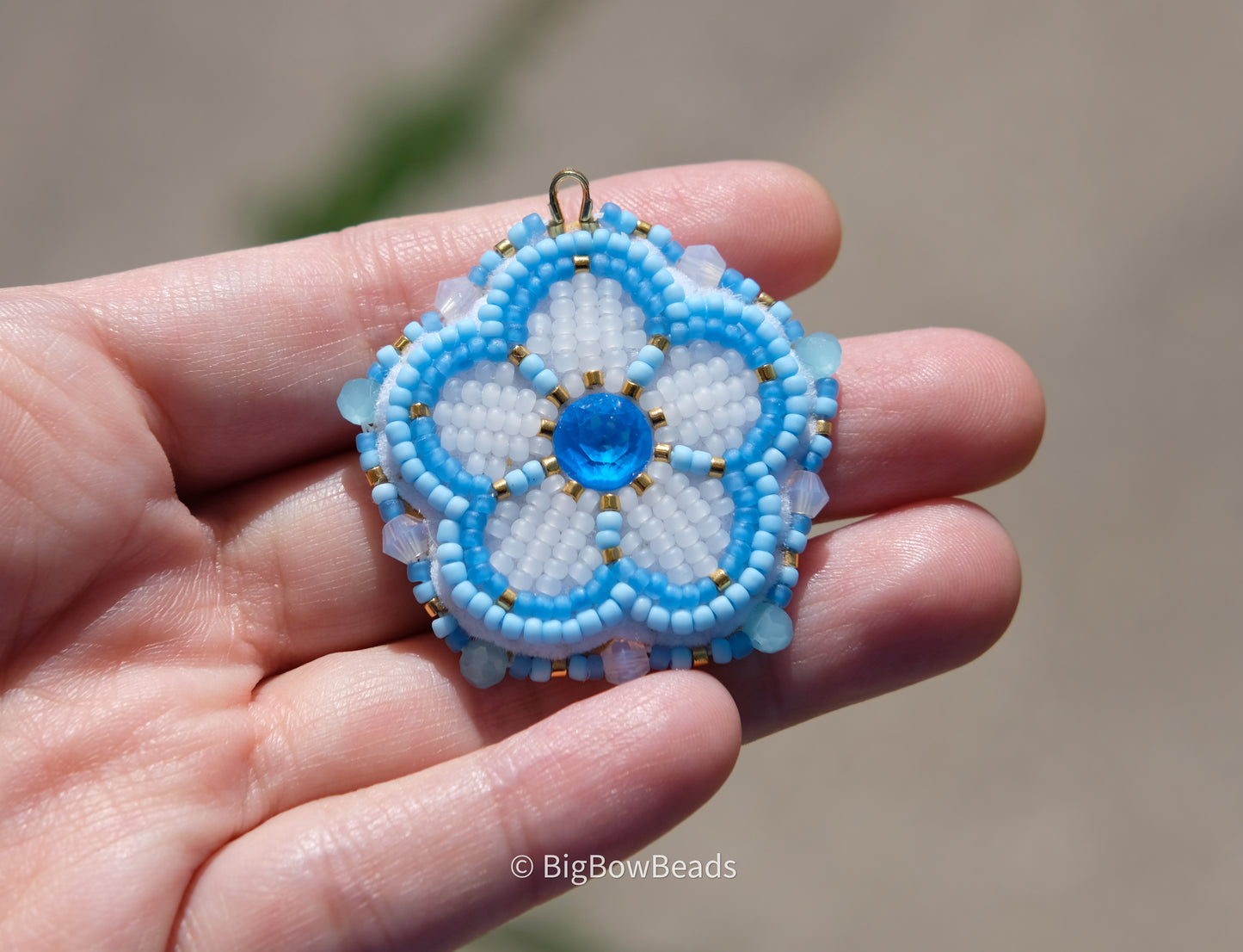 Blue Neon Flower Earrings