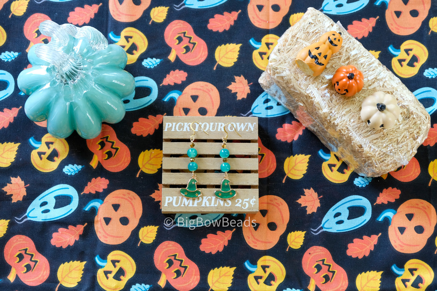 Witchy Green Hat Earrings