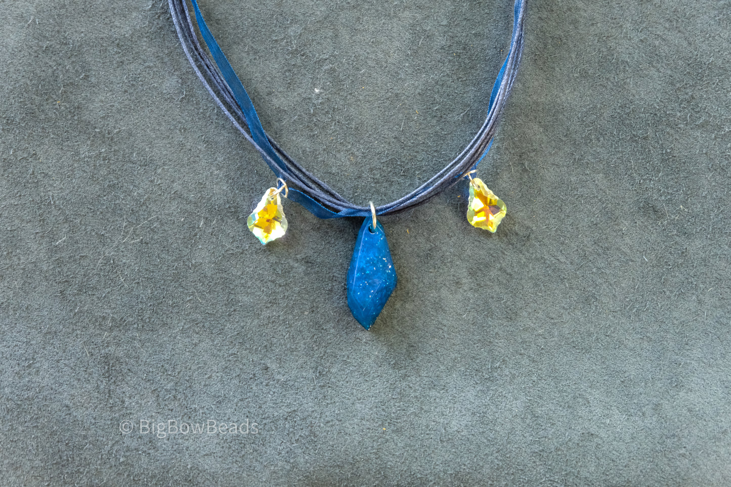 Dark Blue Ribbon Necklace