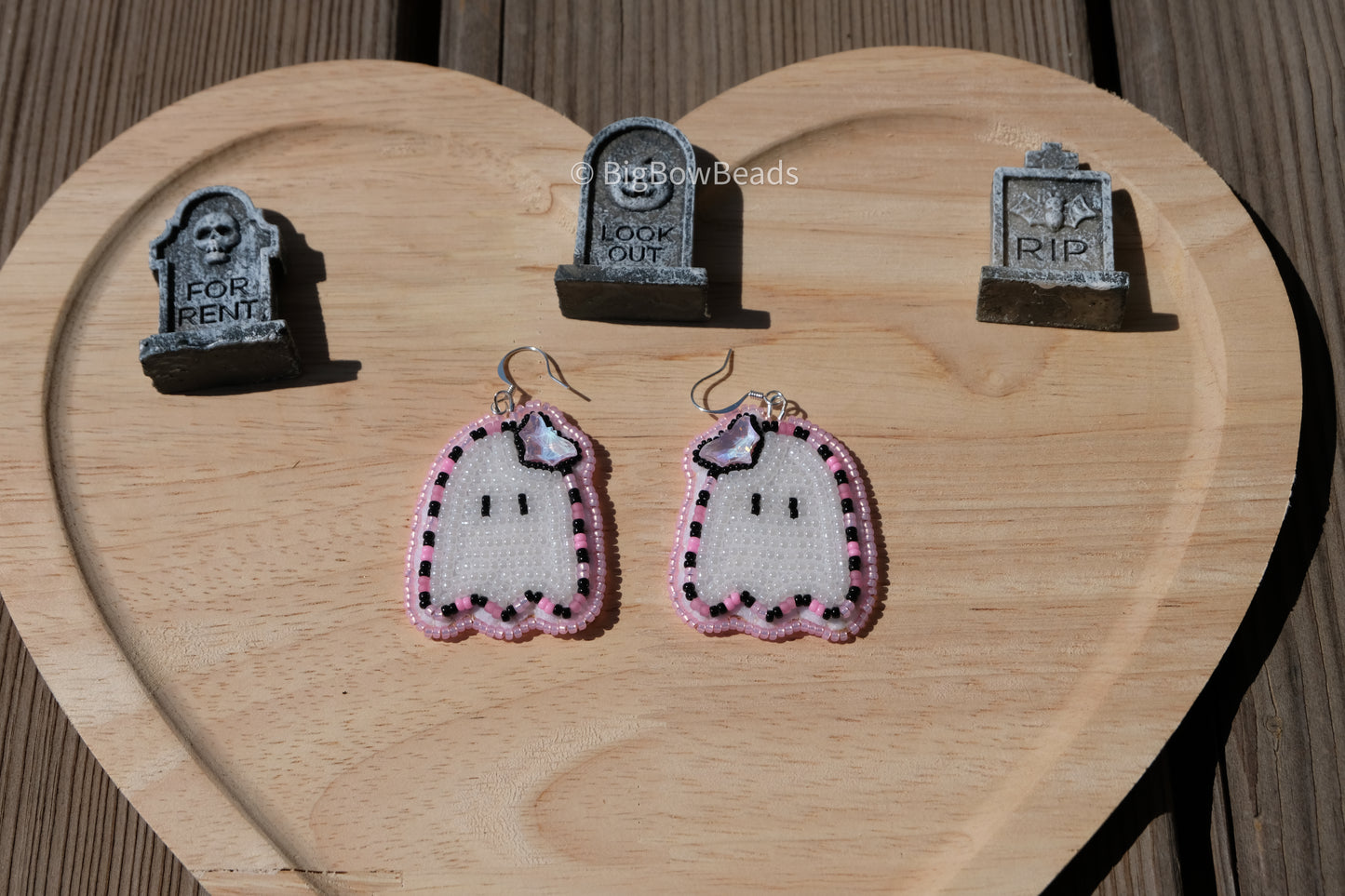 Pink goth ghostie earrings