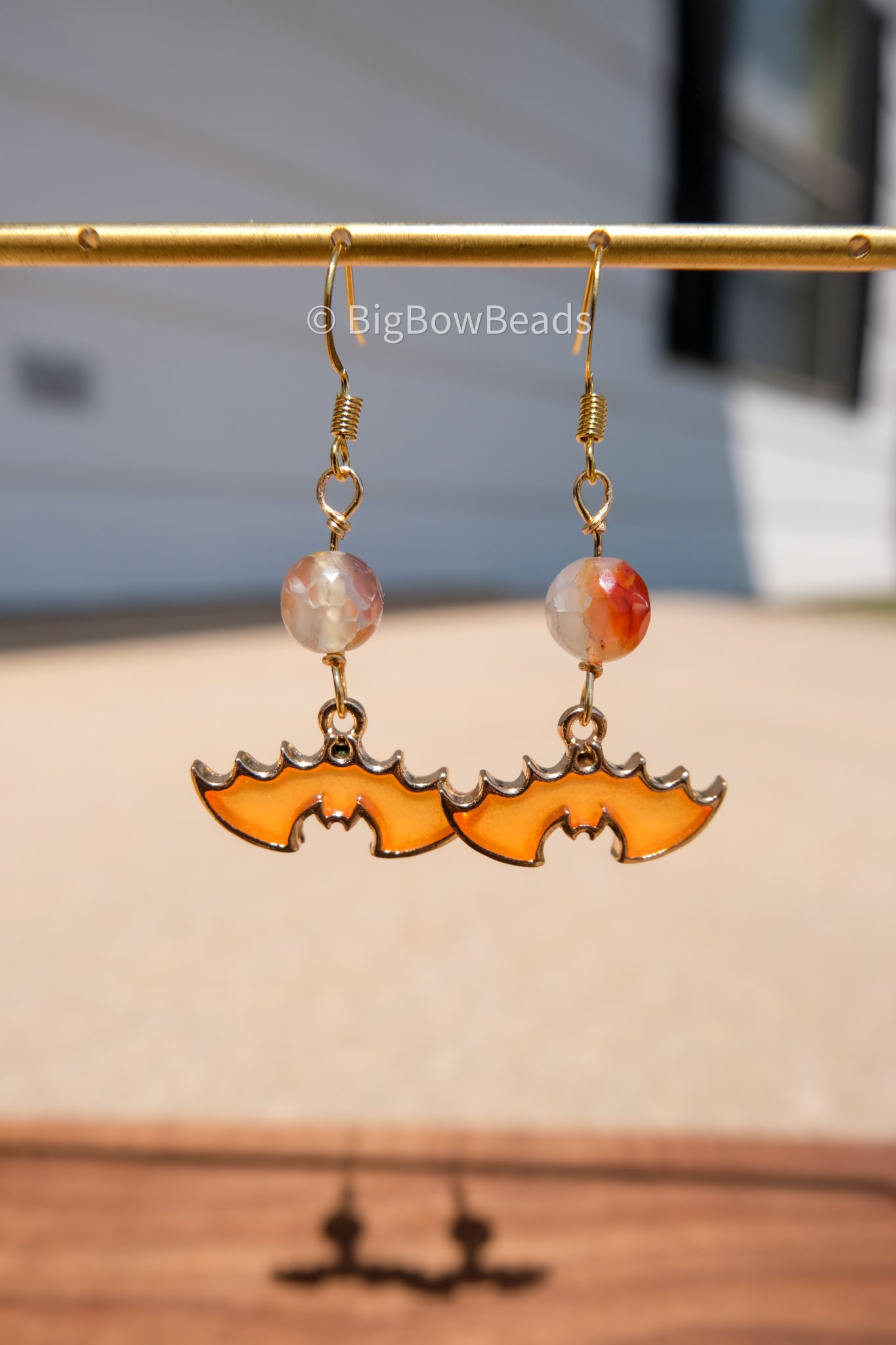 Orange Bats Earrings