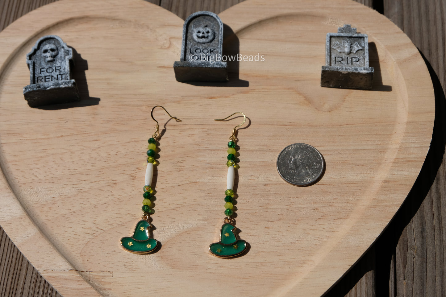 Witch hat bone and shell earrings