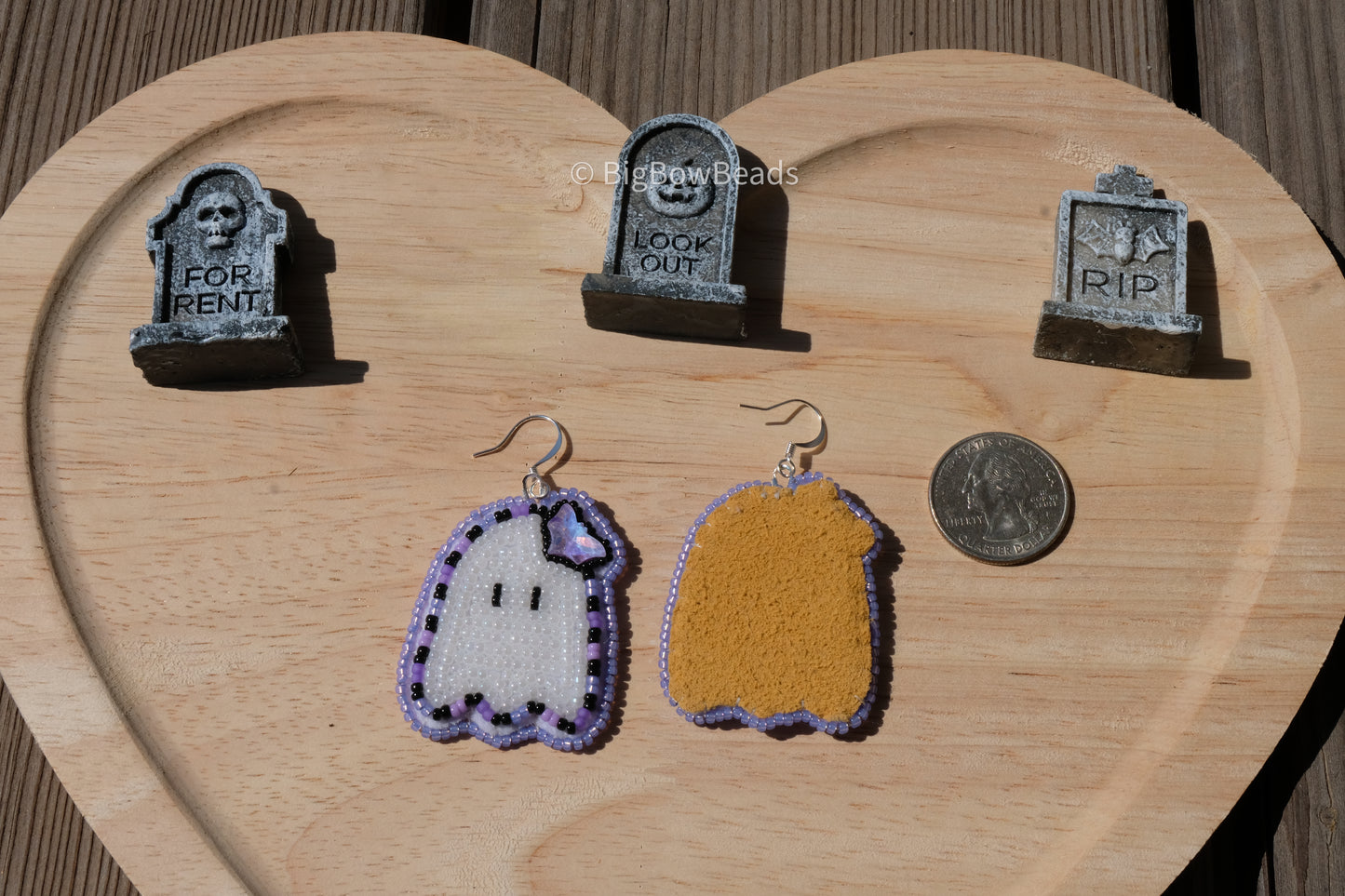 Purple goth ghostie earrings