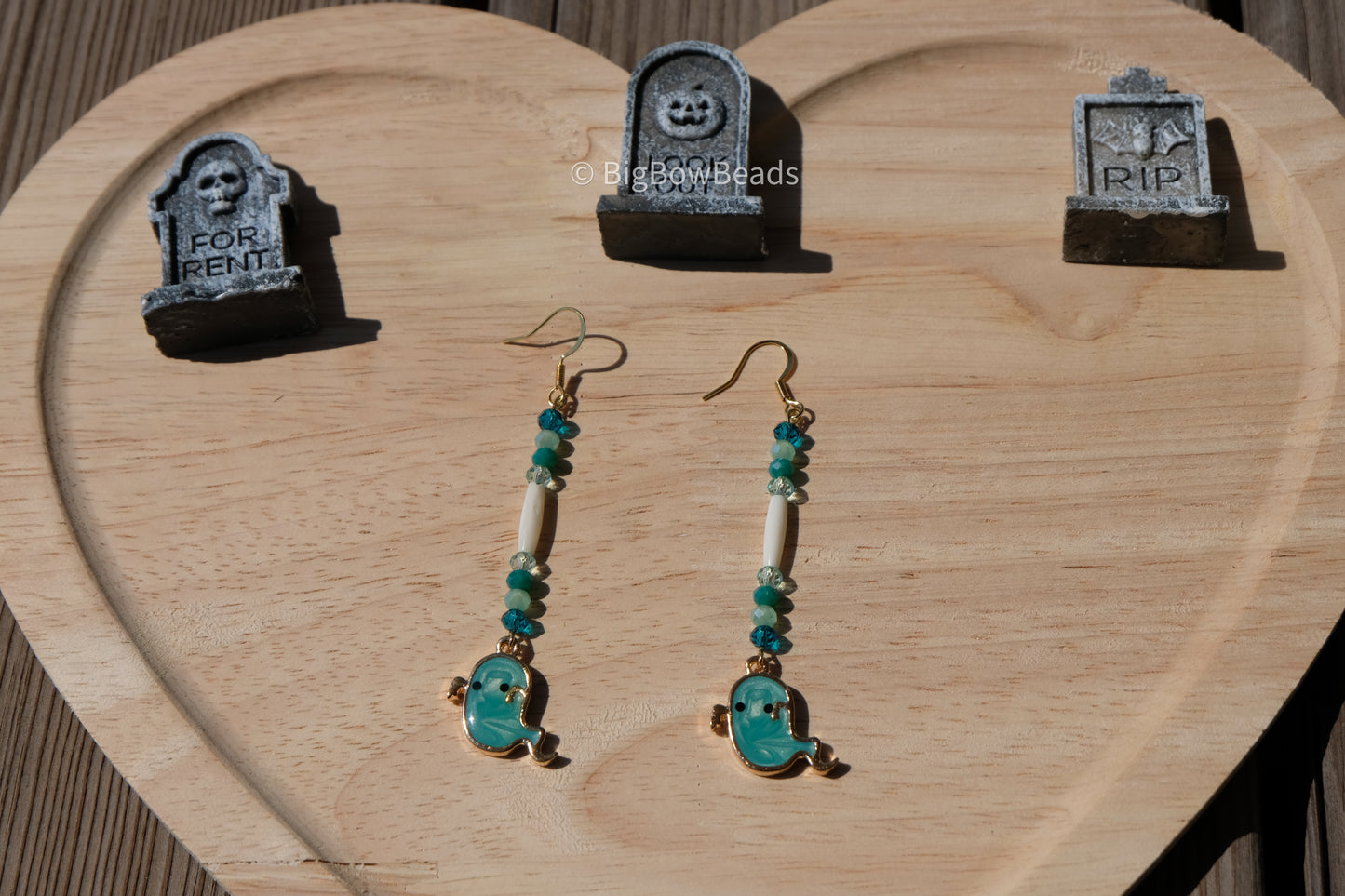 Ghost bone and shell earrings