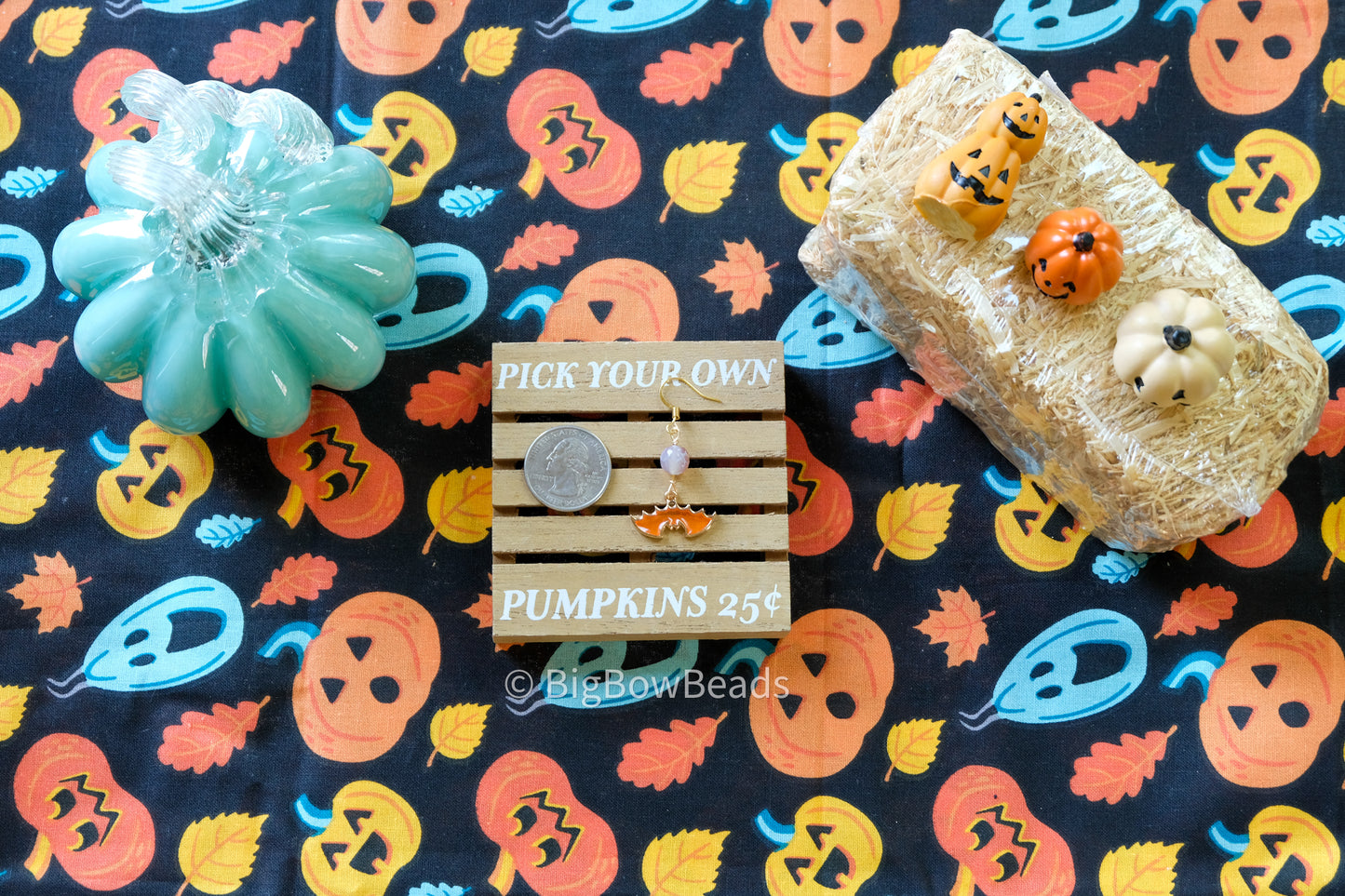 Orange Bats Earrings