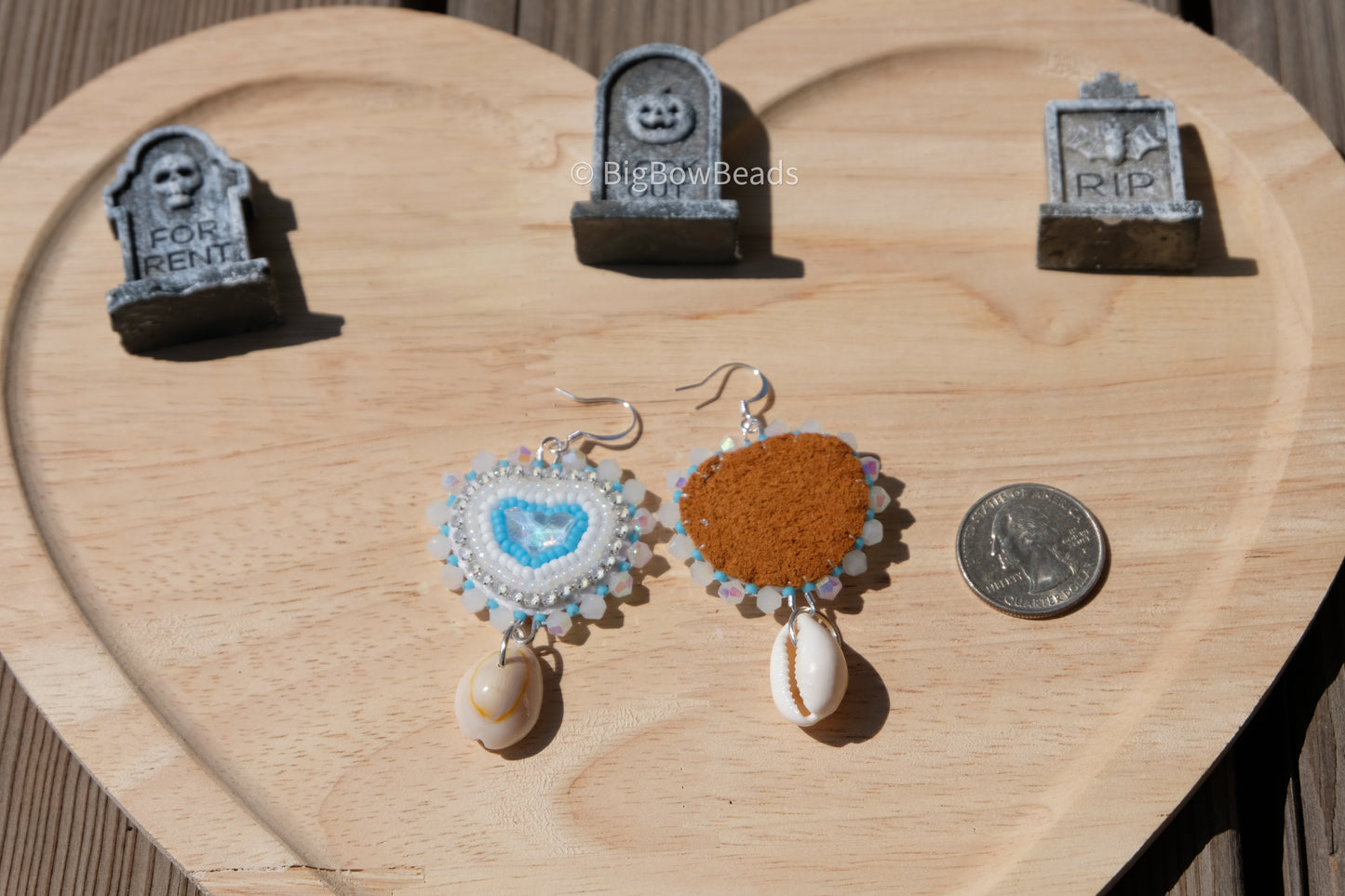 White bat earrings
