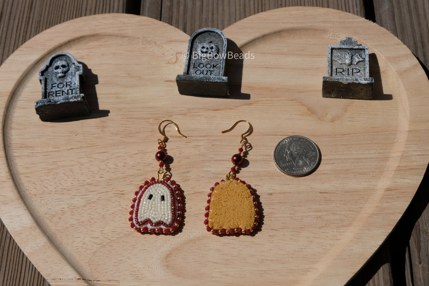 Maroon mini ghosts earrings