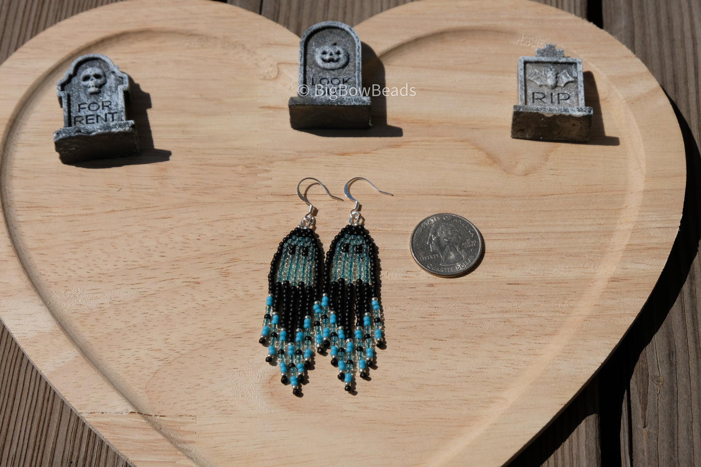 Blue power puff ghost earrings