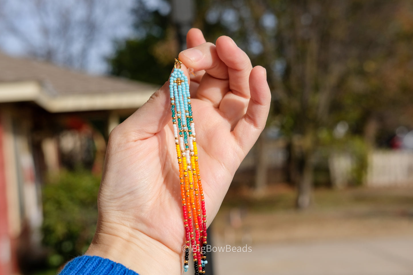 Robin's Egg Fire Fringe Earrings