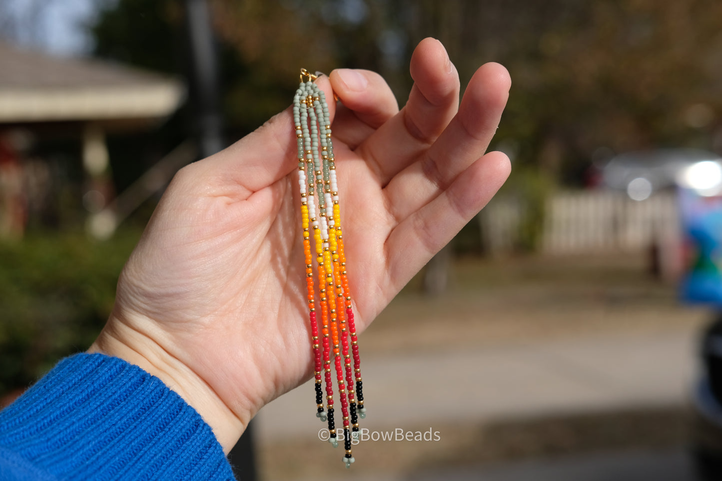 Sage Fire Fringe Earrings