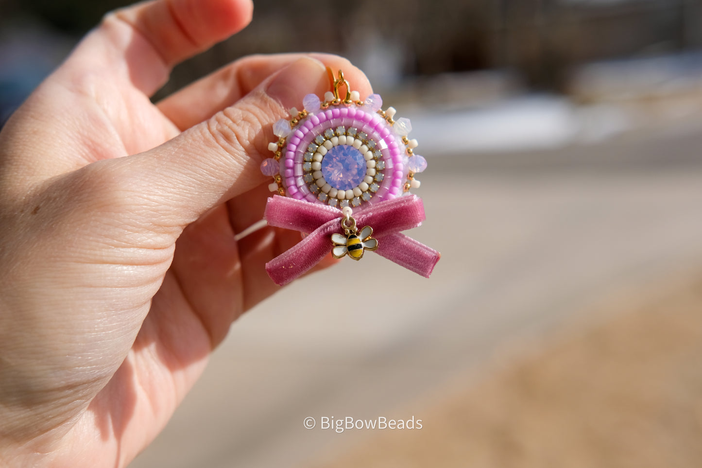 Light Purple and Bee Earrings