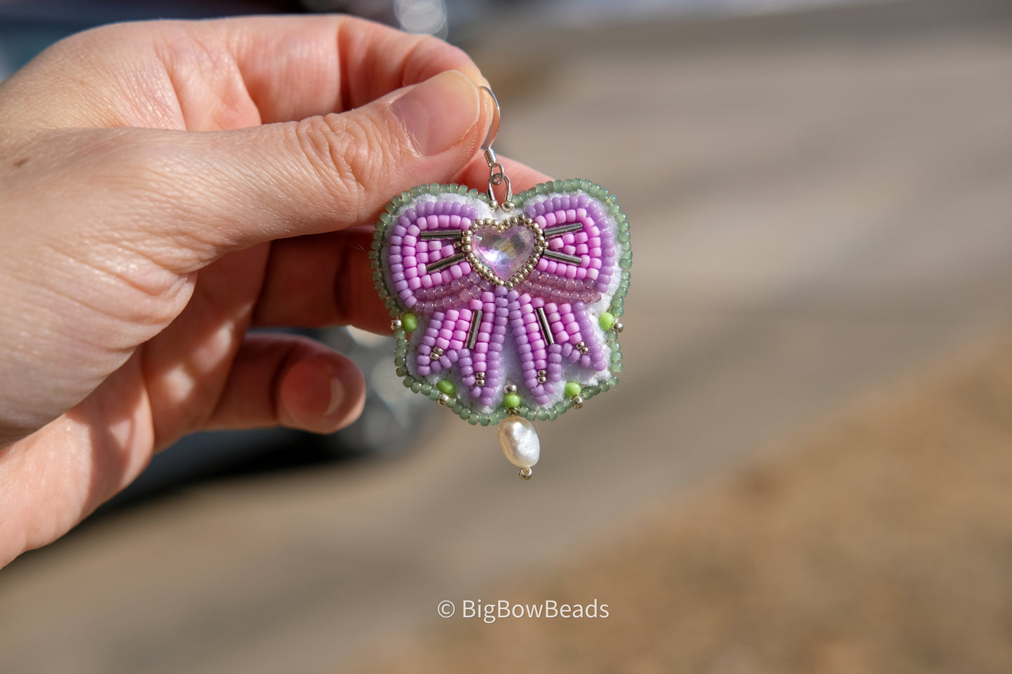 Purple Bow Earring and Necklace Set