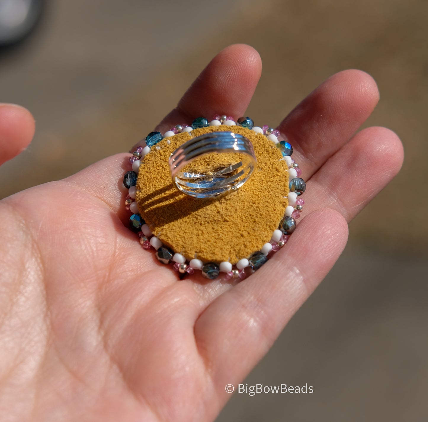 Pink Heart Abalone Ring
