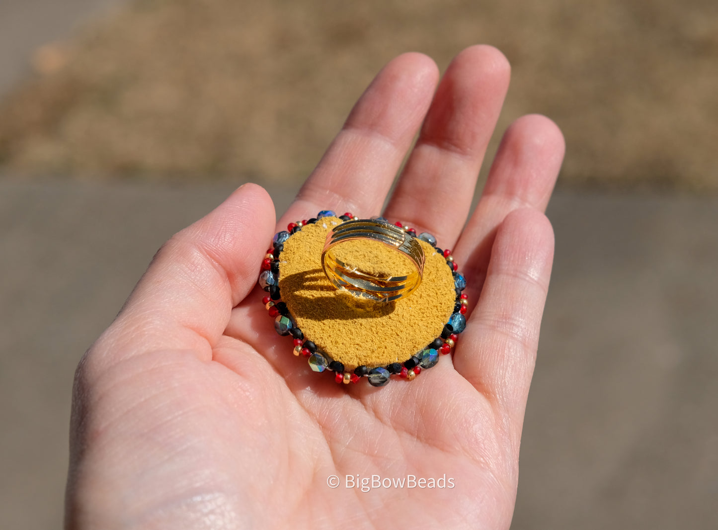 Red Heart Abalone Ring