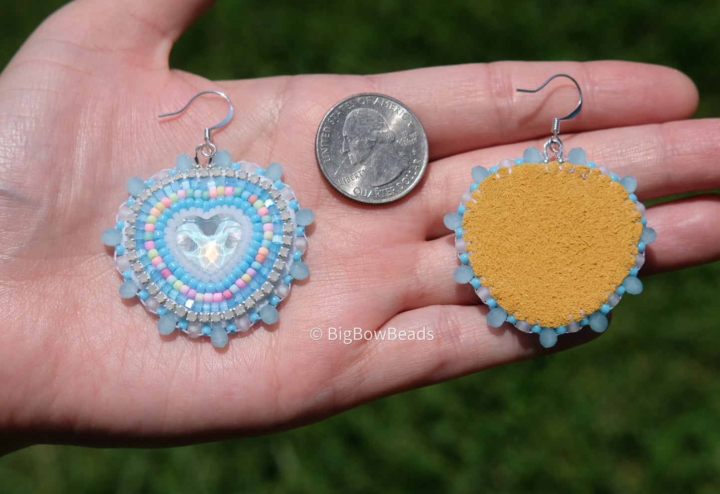 Sky Blue Mocha Heart Earrings