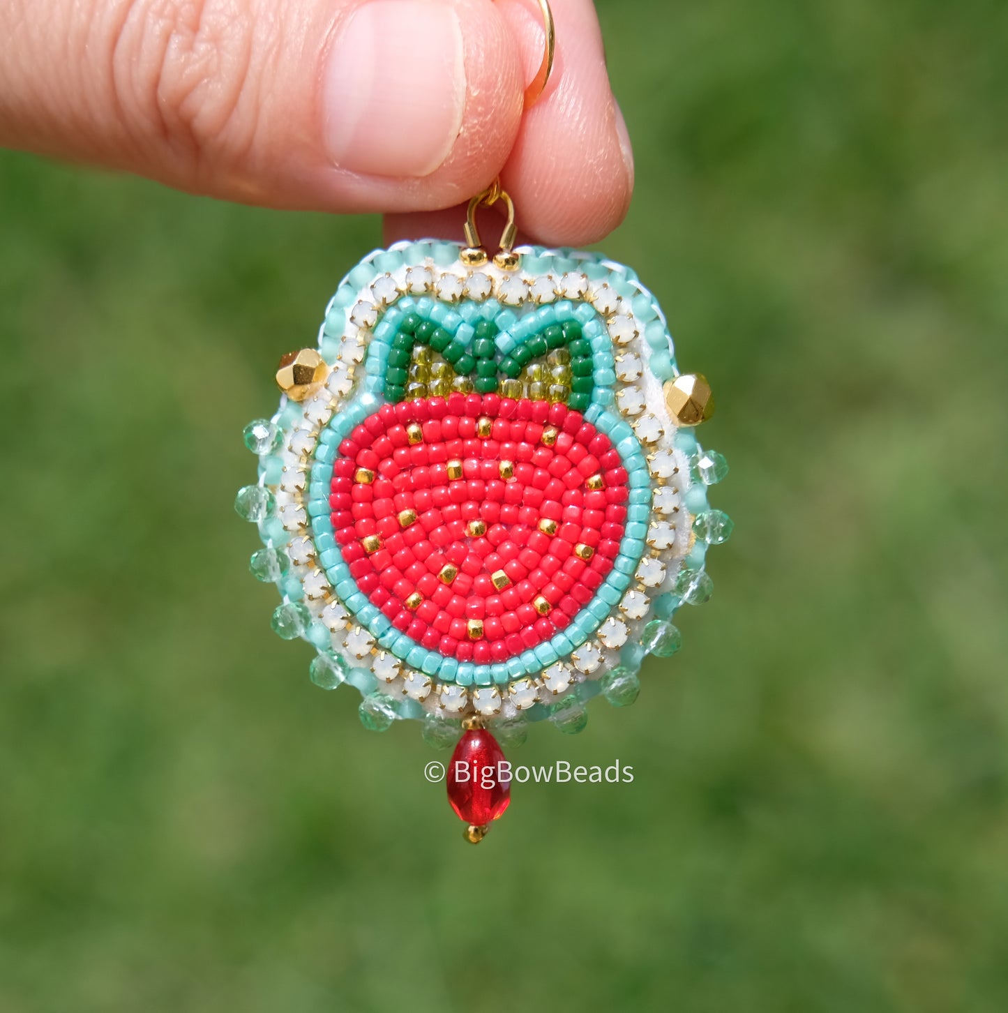Blue Seafoam Strawberry Earrings