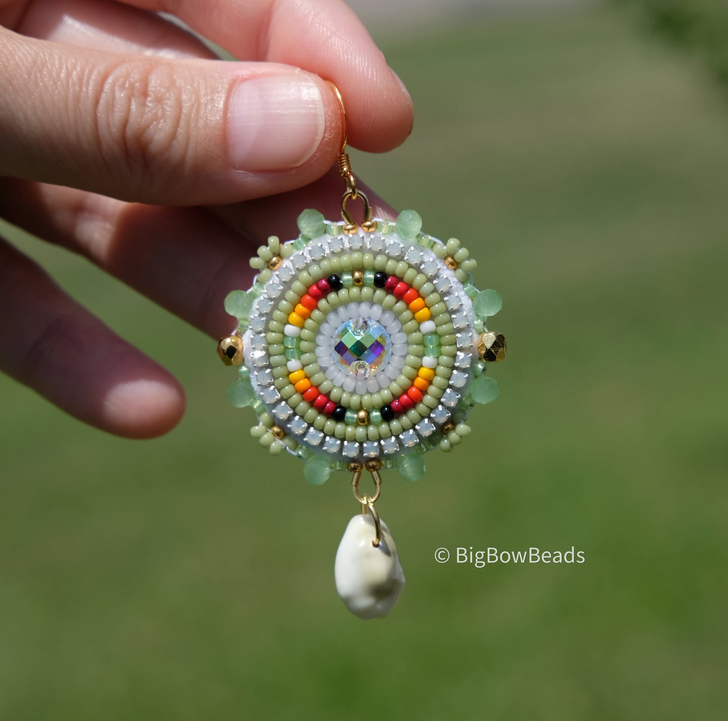 Summer Green and Fire Circle Earrings