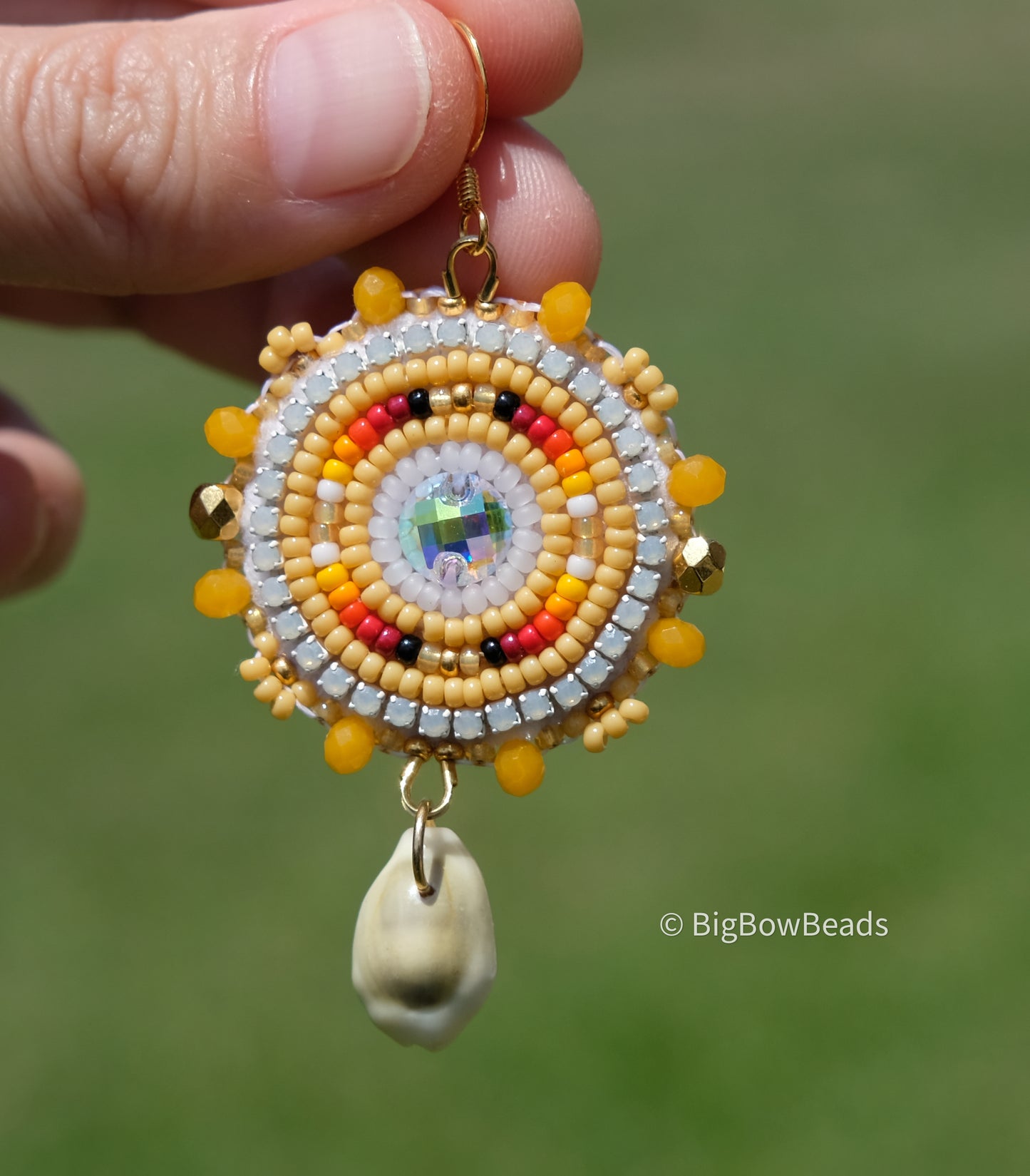 Summer Yellow and Fire Circle Earrings