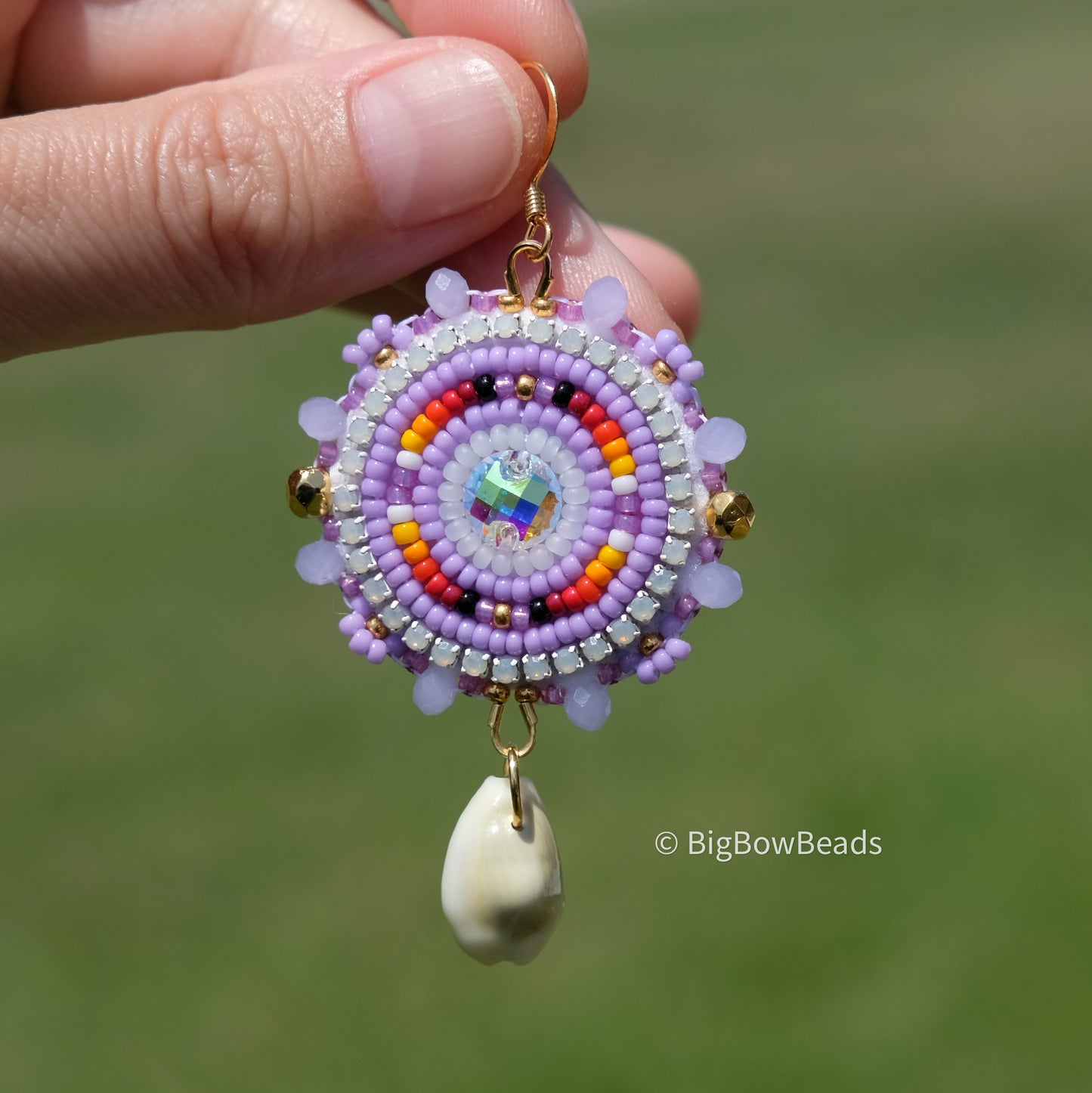 Summer Purple and Fire Circle Earrings