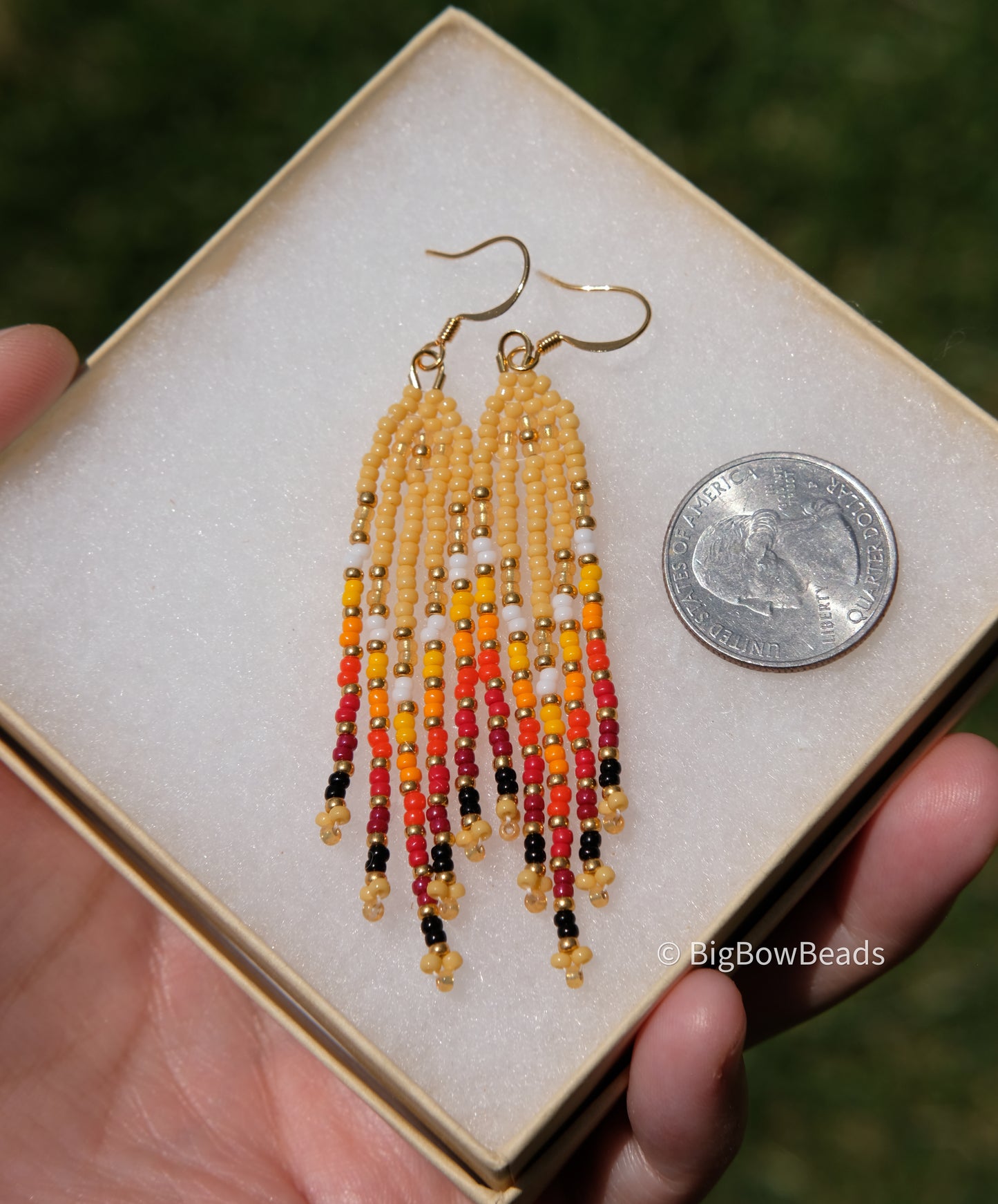 Summer Yellow and Fire Mini Fringe Earrings