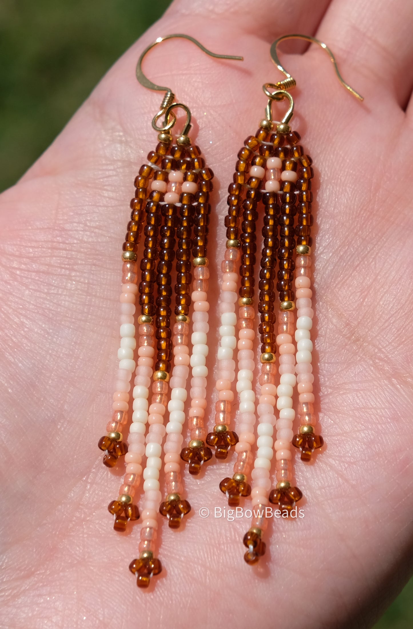 Woodsy Peach Fringe Earrings