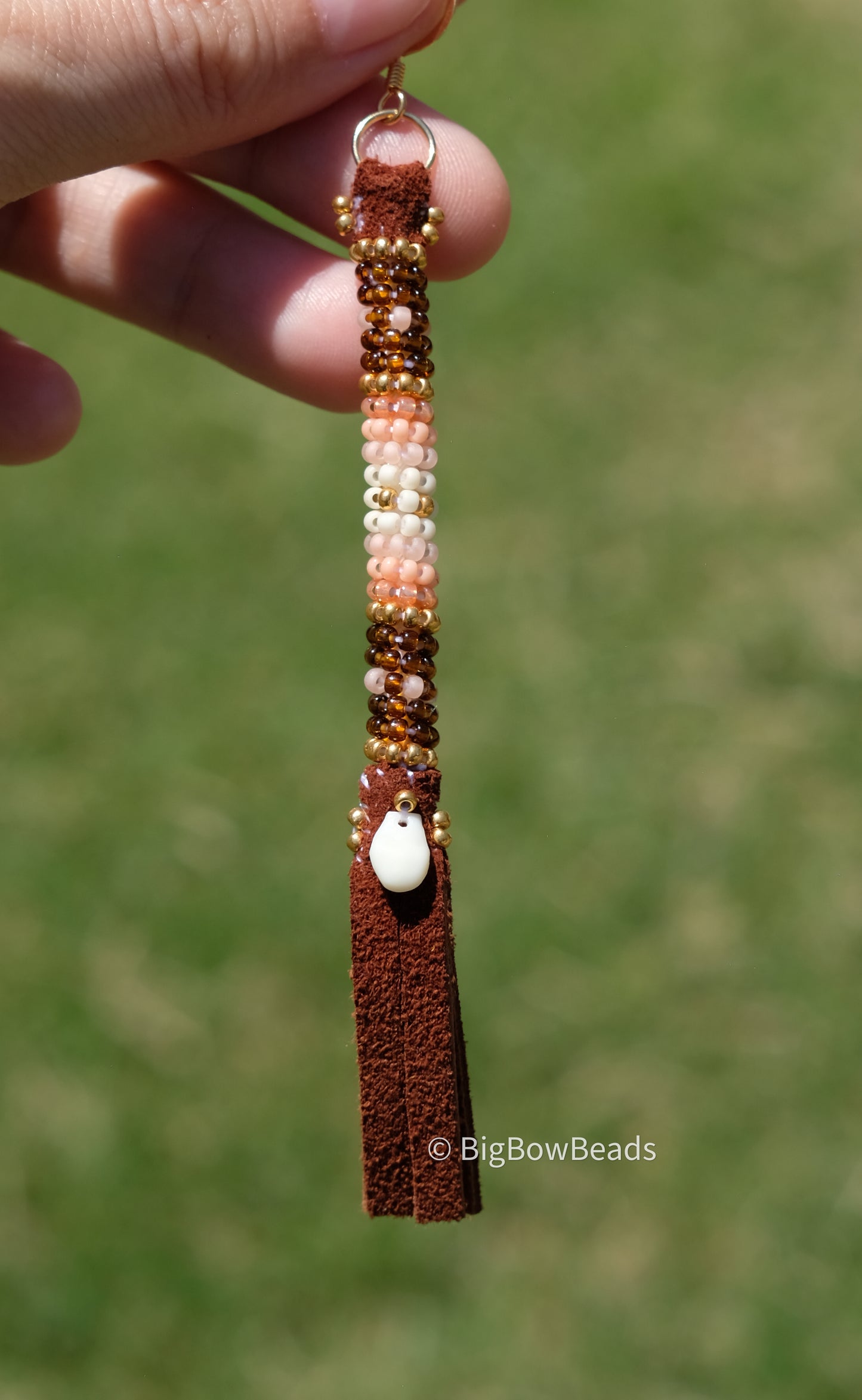 Woodsy Peach Buffalo Tail Earrings