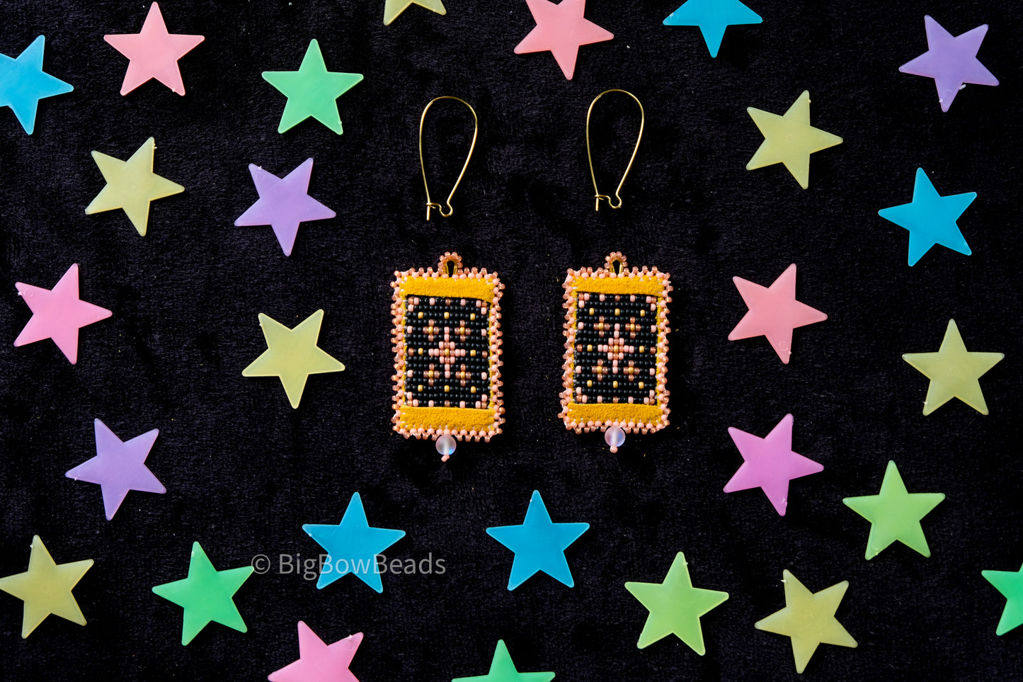 Peach Woven Stars Earrings