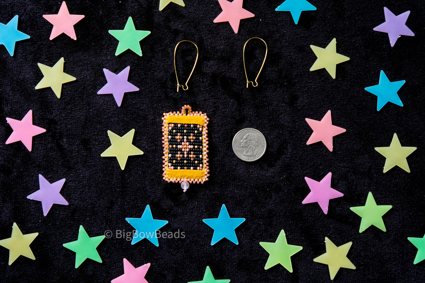 Peach Woven Stars Earrings