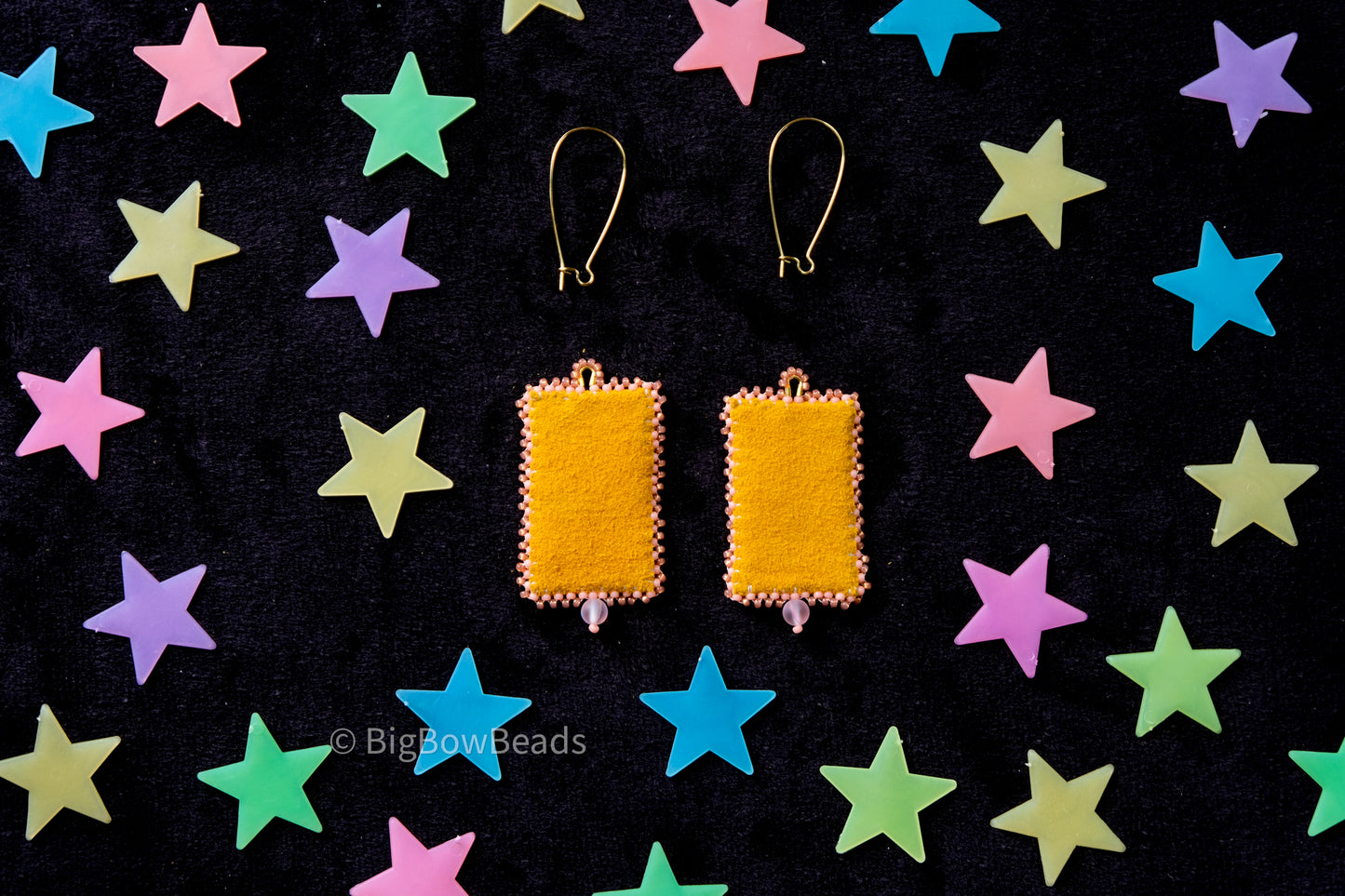 Peach Woven Stars Earrings