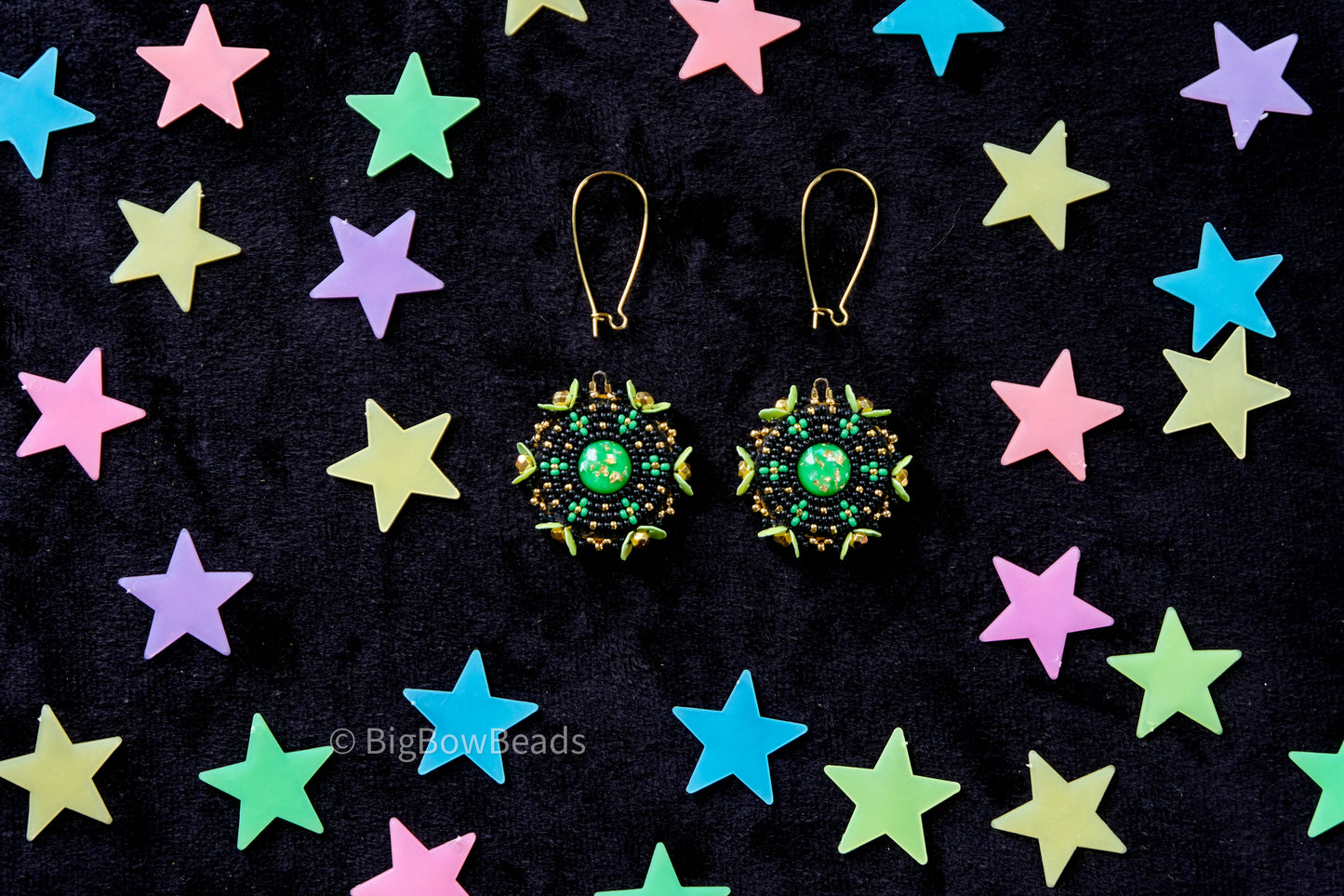 Green Galaxy Earrings