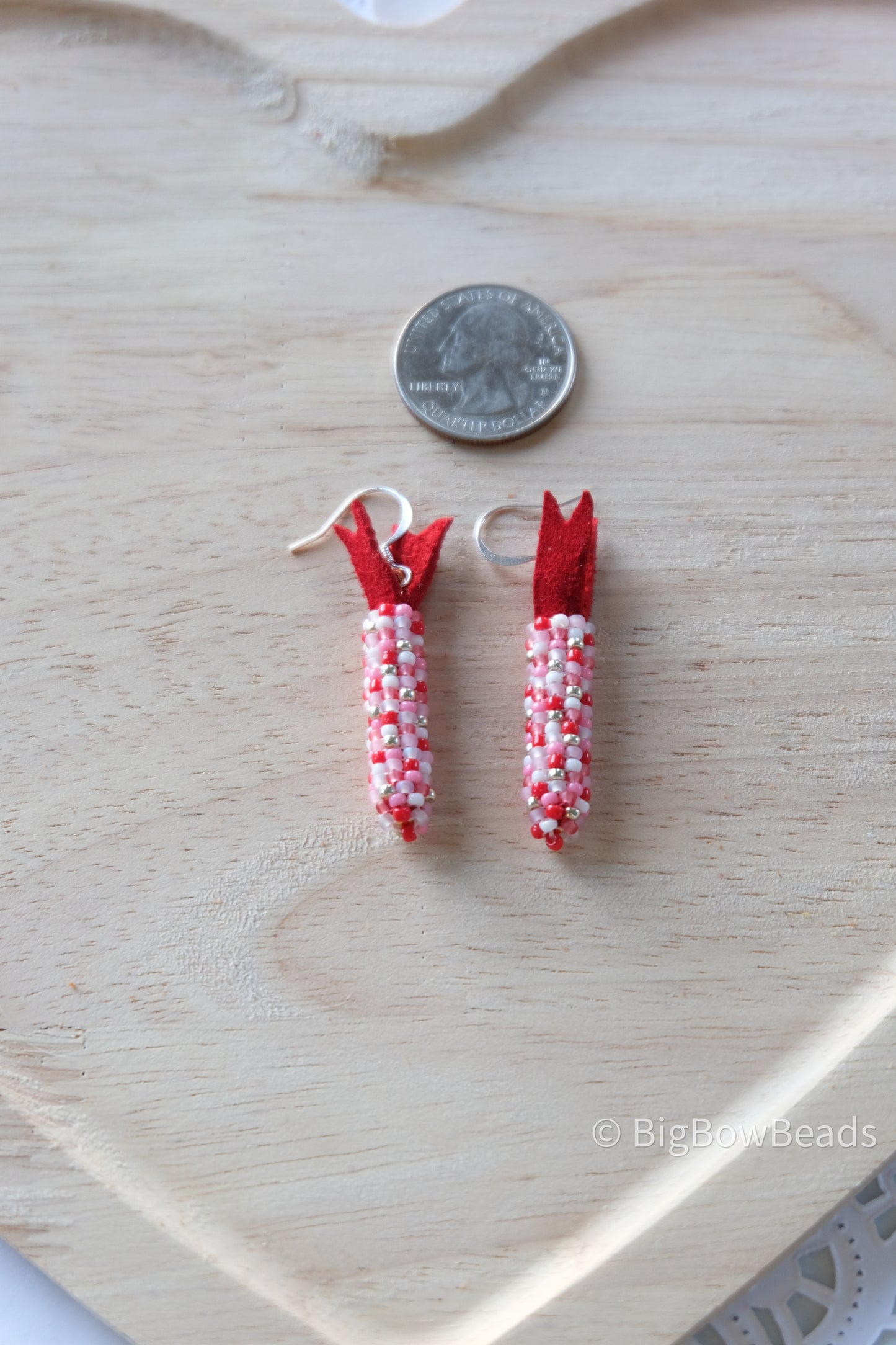 White Valentine's Mini Corn Earrings