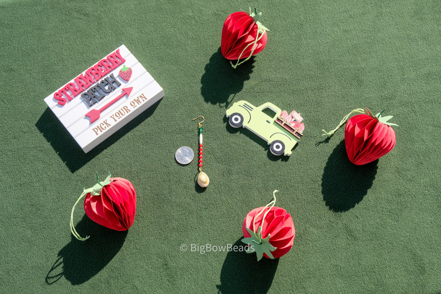 Strawberry Bone and Shell Earrings (gold)