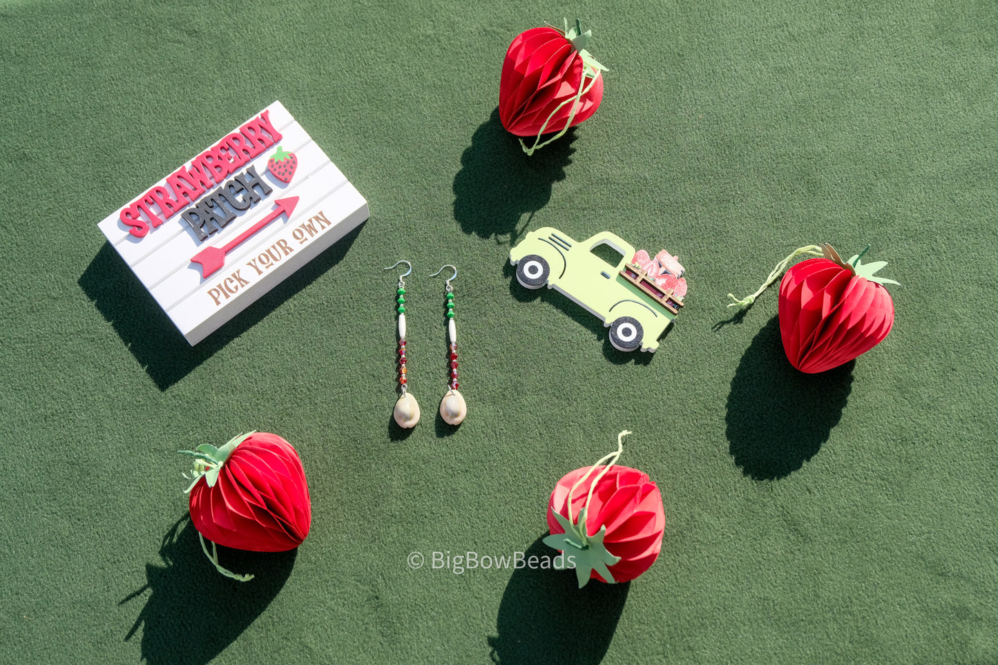 Strawberry Bone and Shell Earrings (silver)