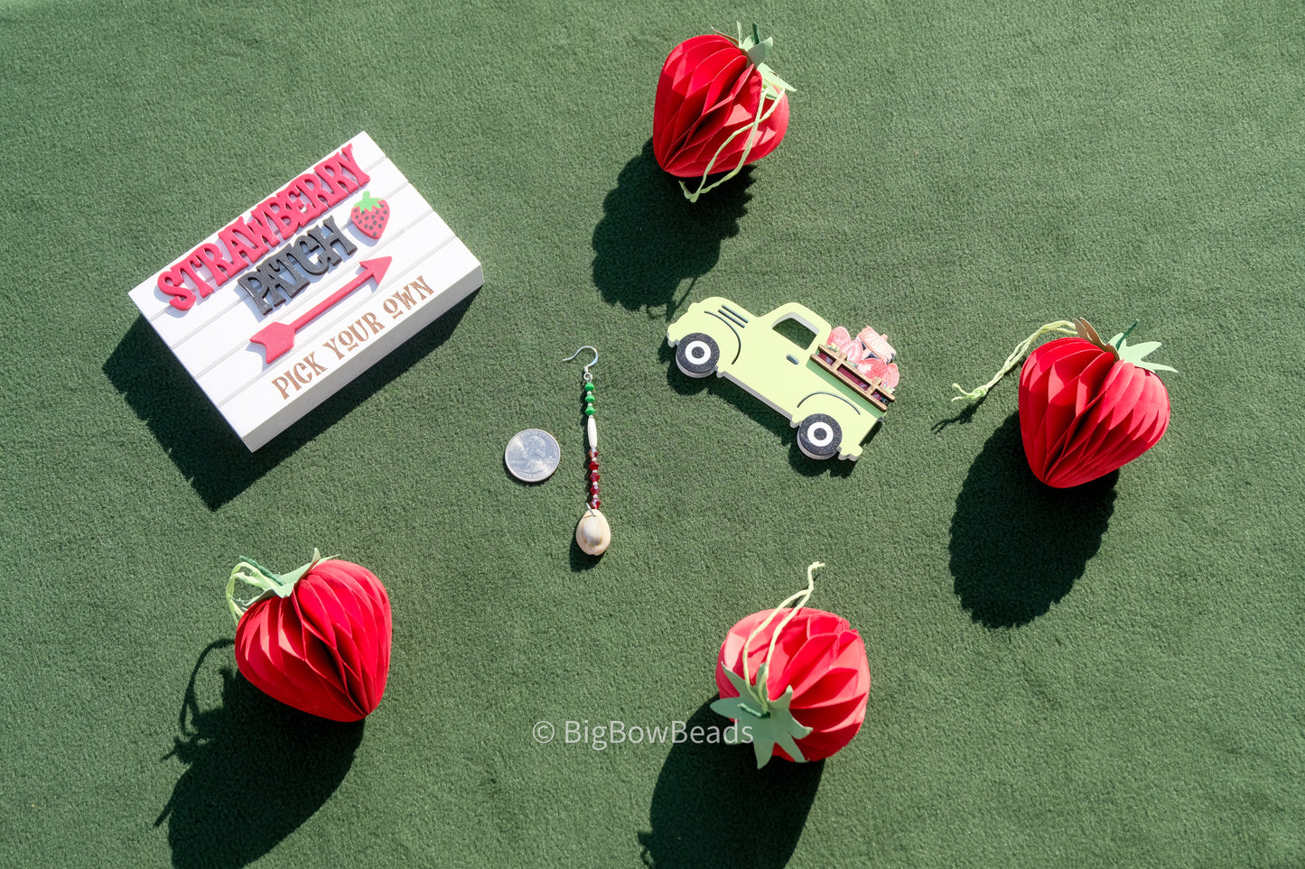 Strawberry Bone and Shell Earrings (silver)