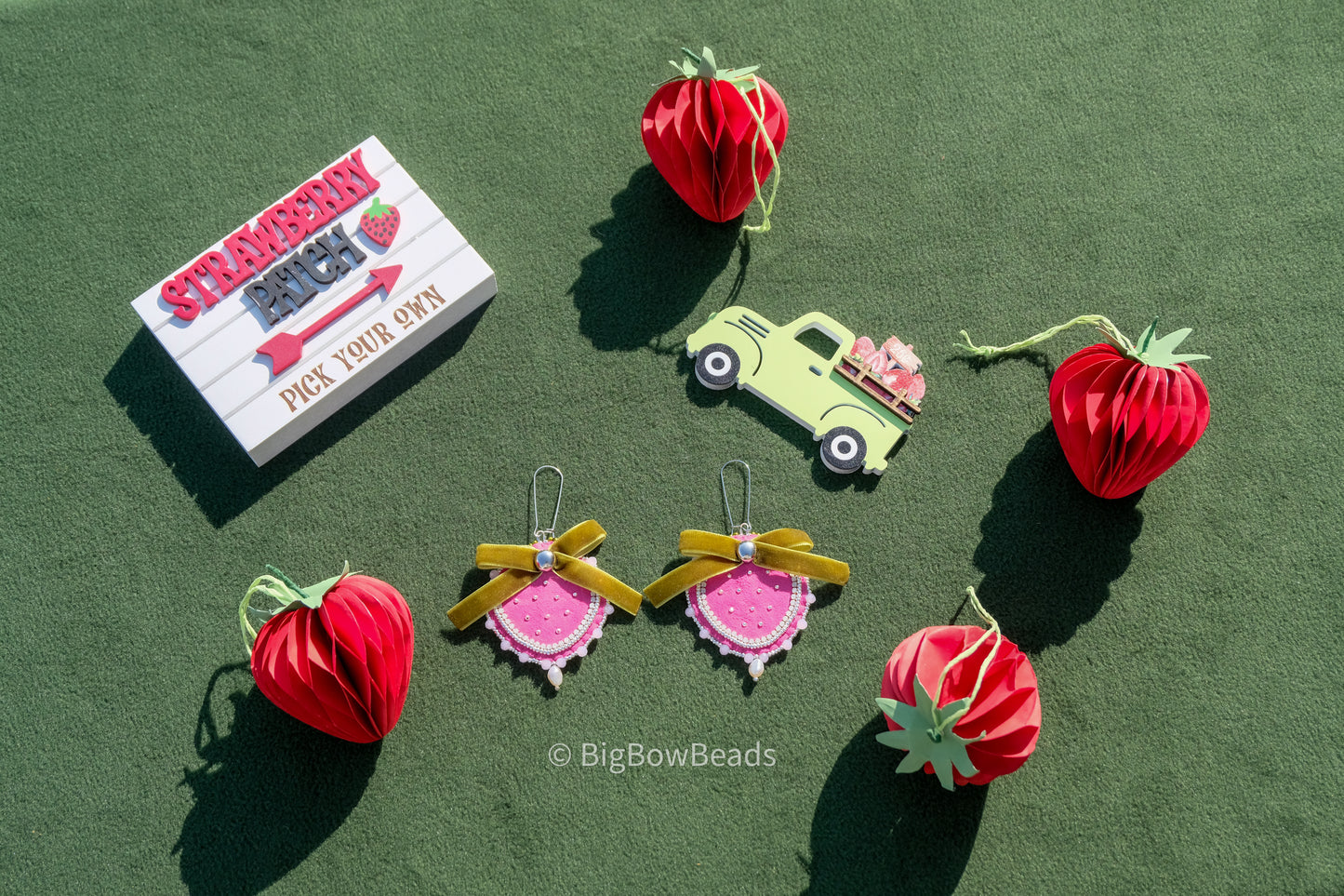 Pink Hide Strawberry earrings