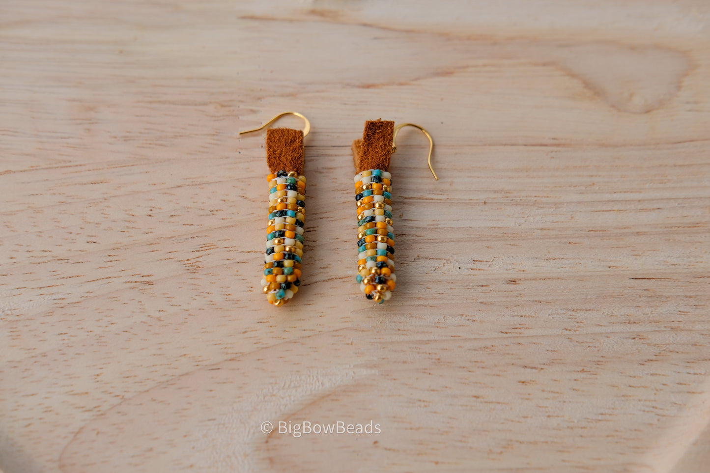Picasso Turquoise and Black Corn Earrings