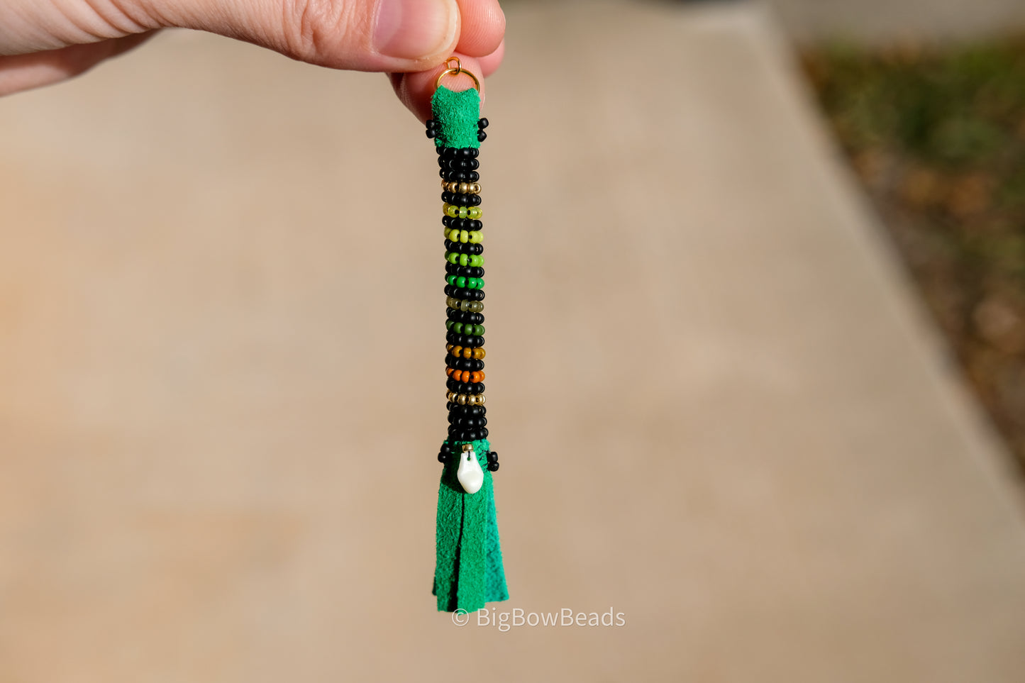 Green Buffalo Tail Earrings