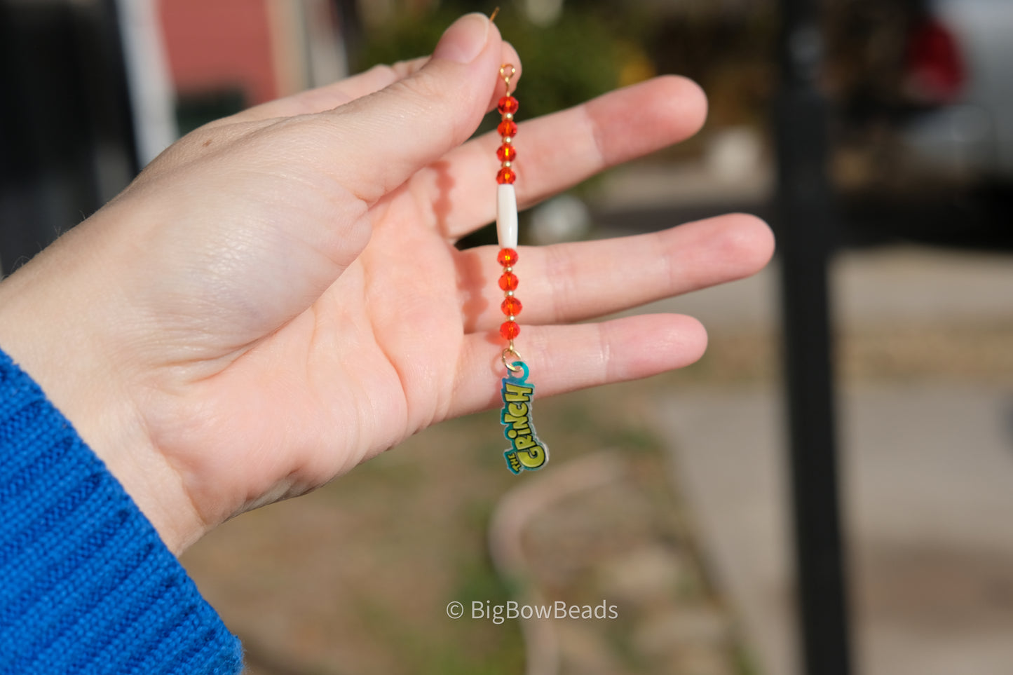Angry Christmas Green Guy Stick Earrings
