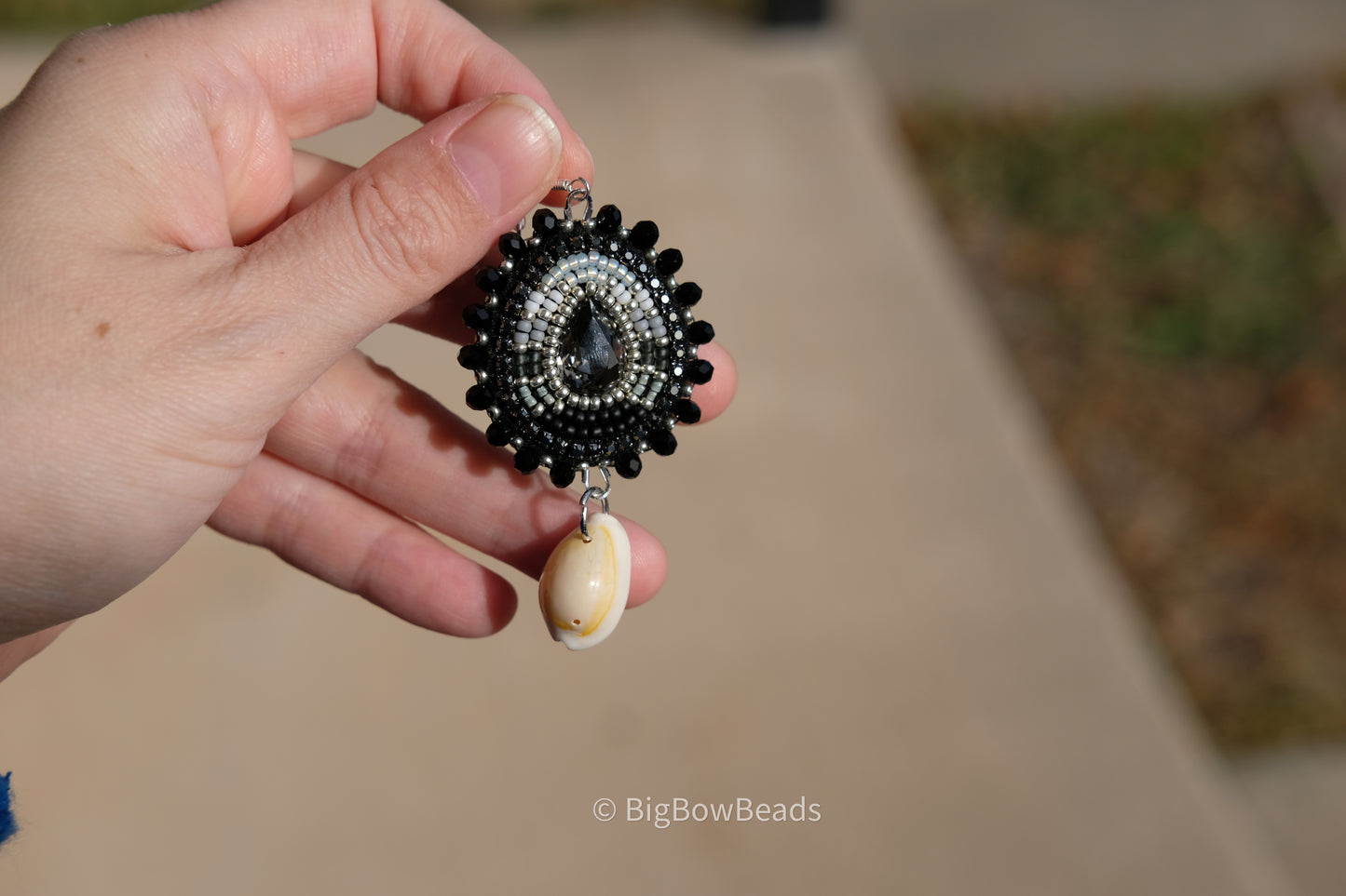Black and Gray Teardrop Earrings