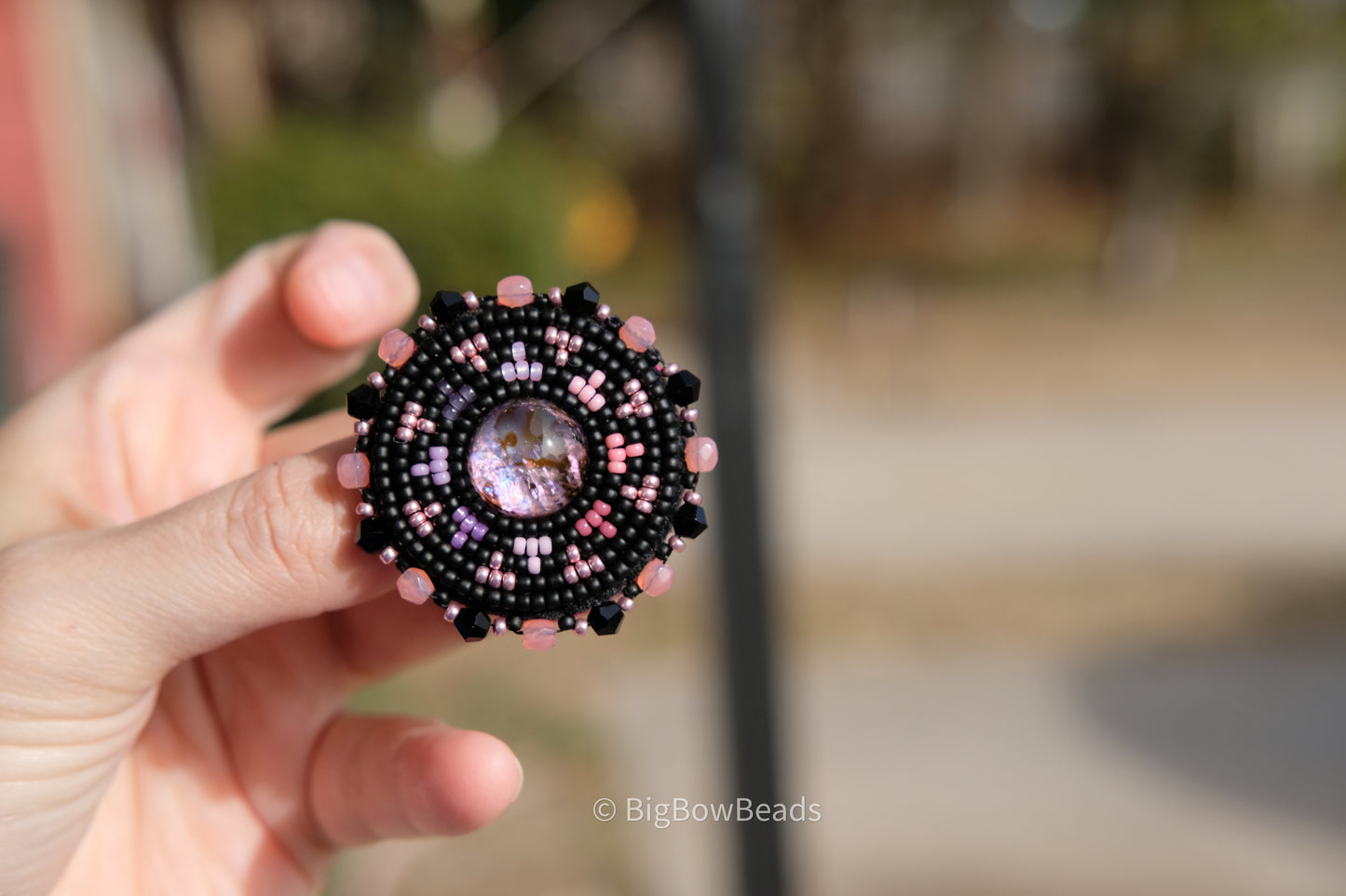Pink Abalone Circle Earrings