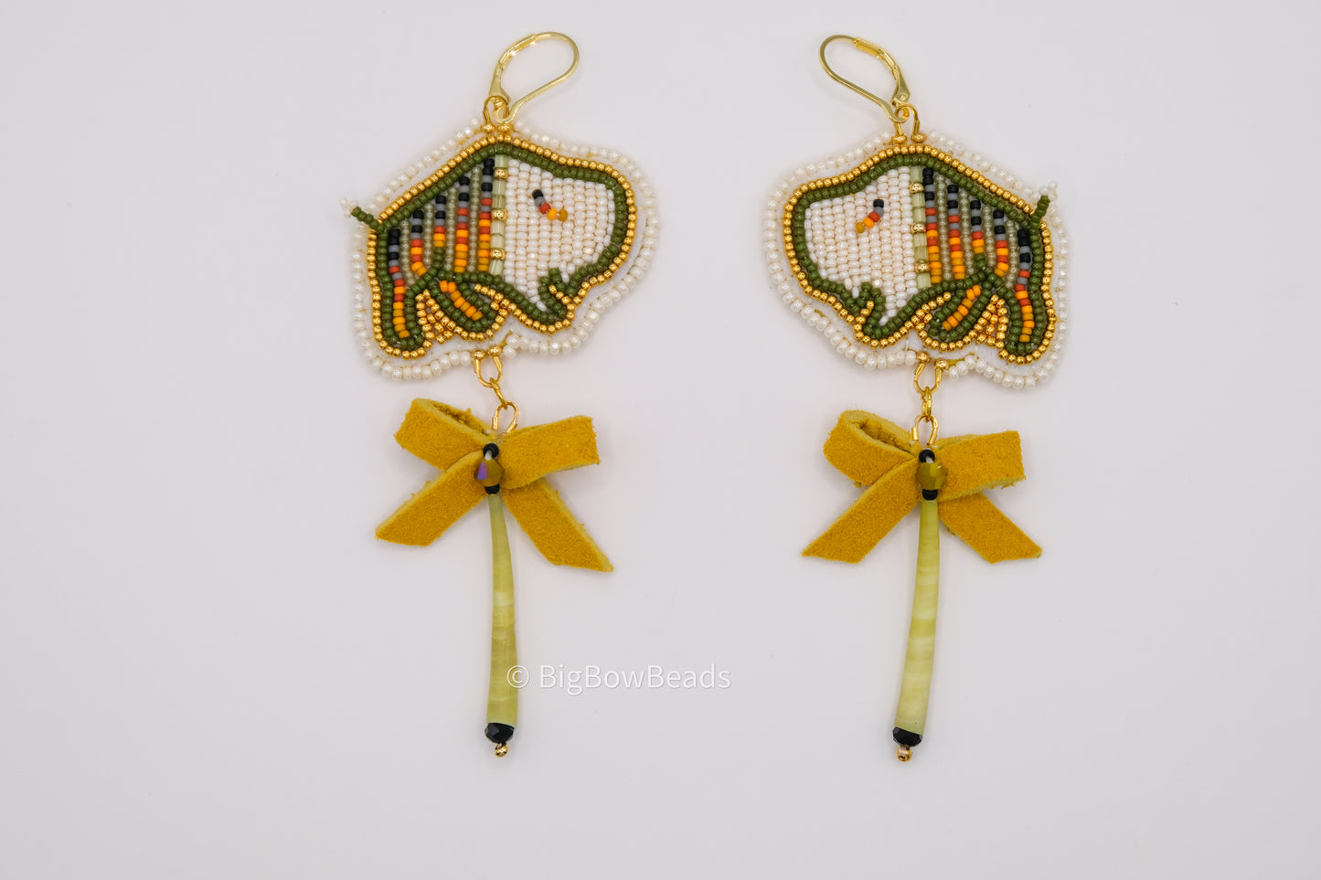 Crunchy Fall Leaves Buffalo and Bow Earrings