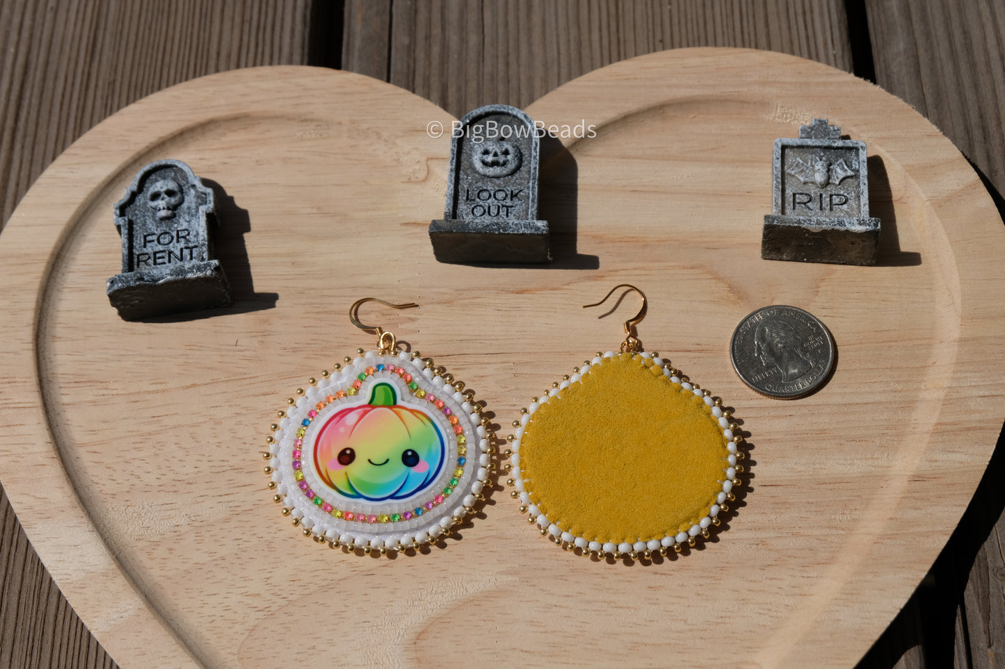 Rainbow pumpkin earrings