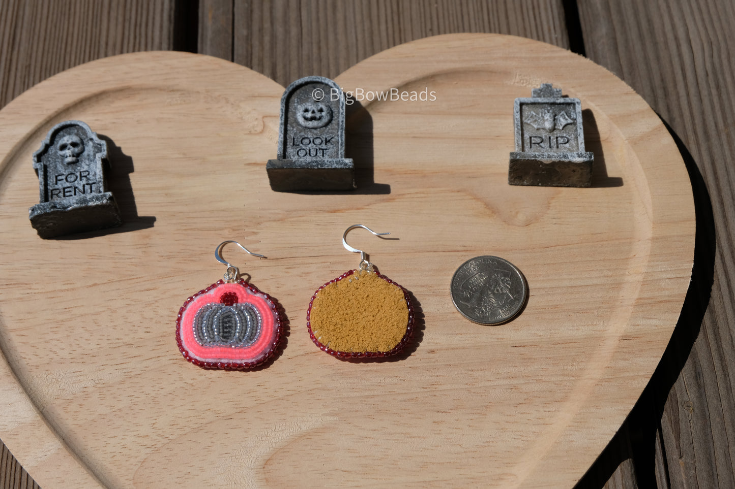 Neon dracula pumpkin earrings