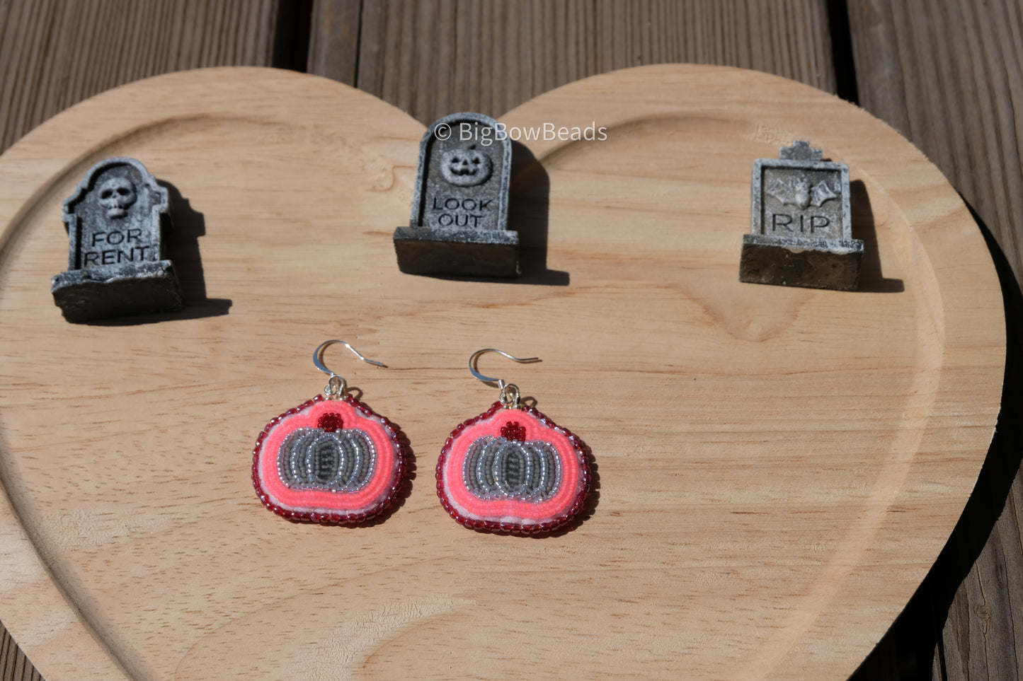 Neon dracula pumpkin earrings