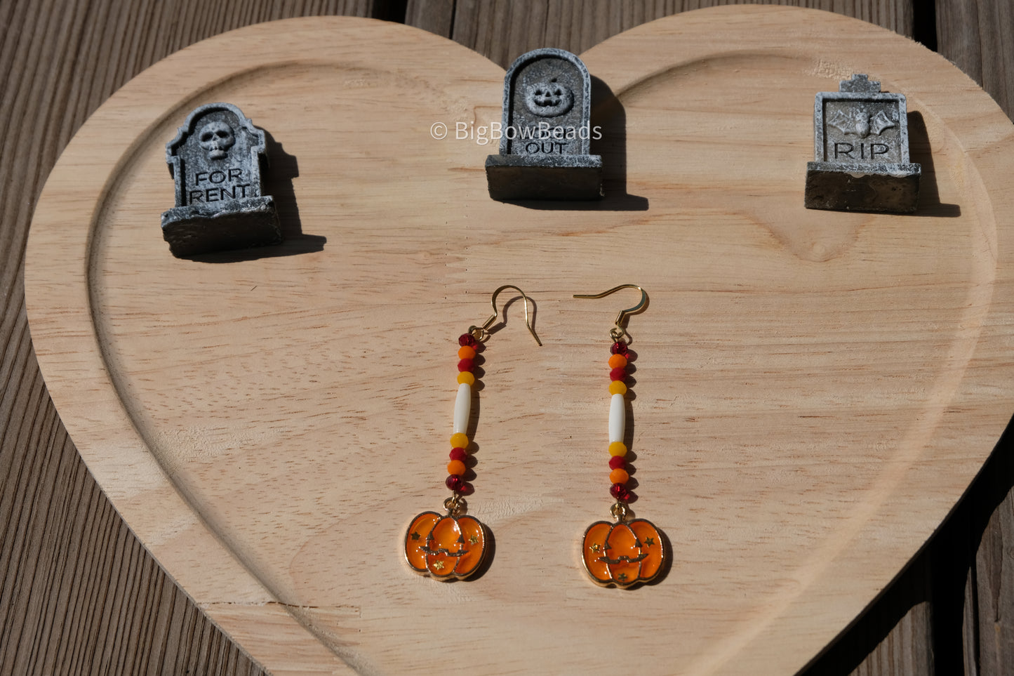 Pumpkin bone and shell earrings